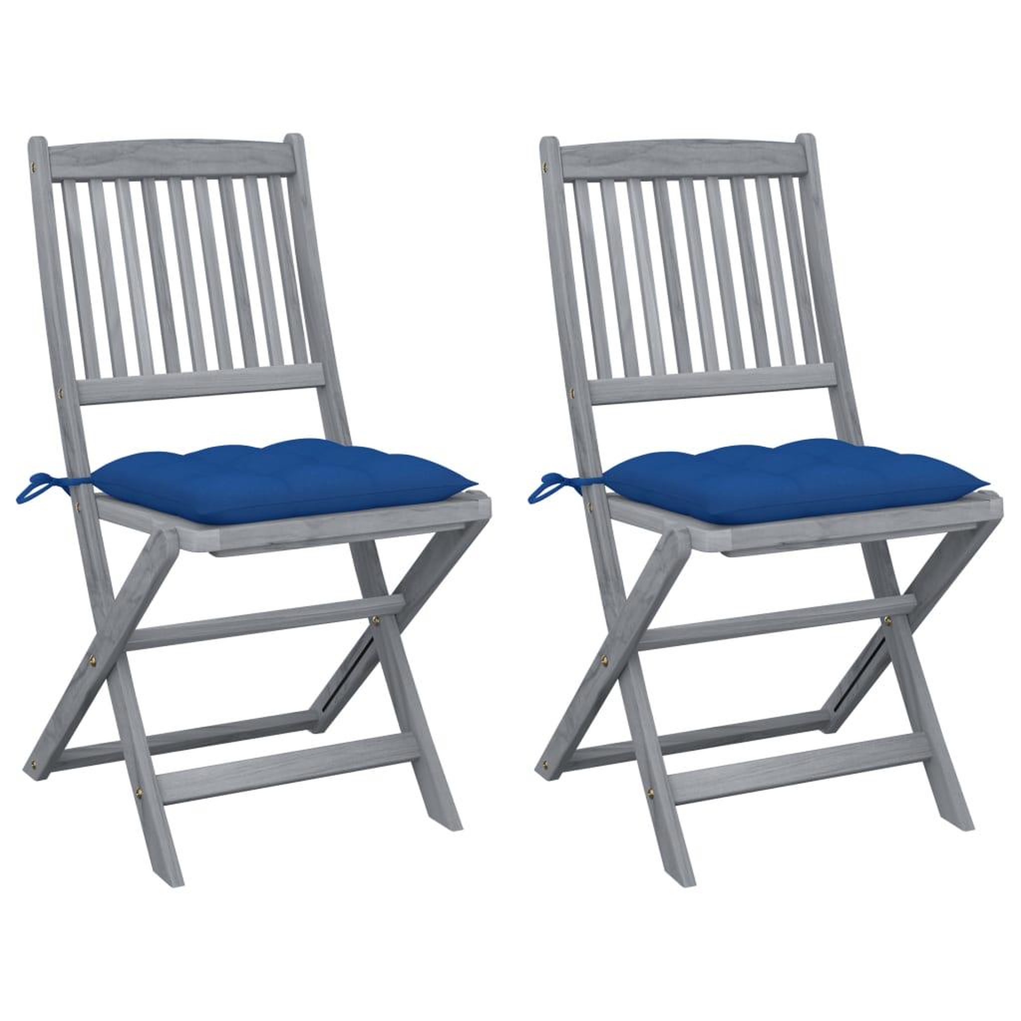 Voir la diapositive 1 : VIDAXL Chaises pliables d'exterieur lot de 2 et coussins Bois d'acacia