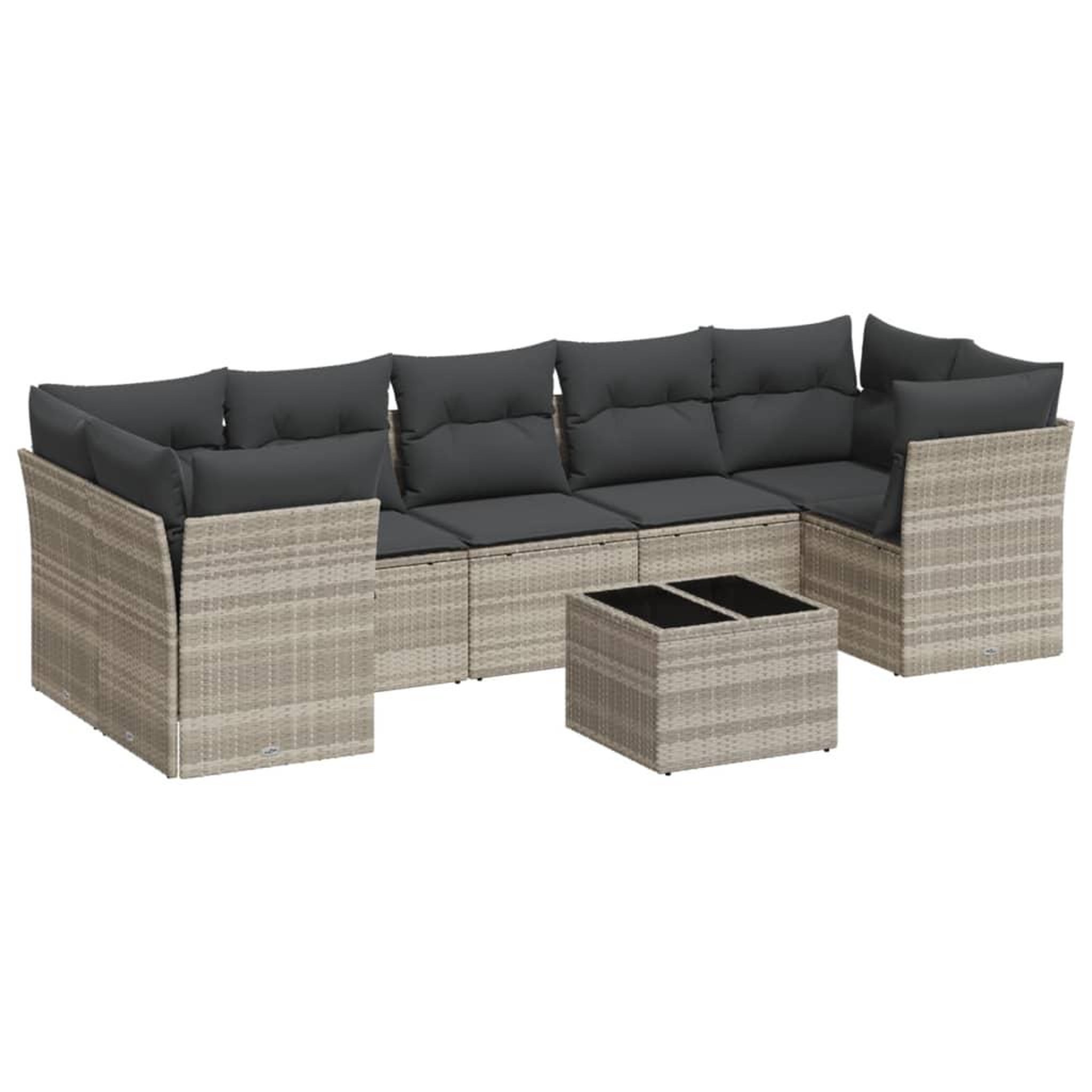 Voir la diapositive 2 : VIDAXL Salon de jardin 8 pcs avec coussins gris clair resine tressee