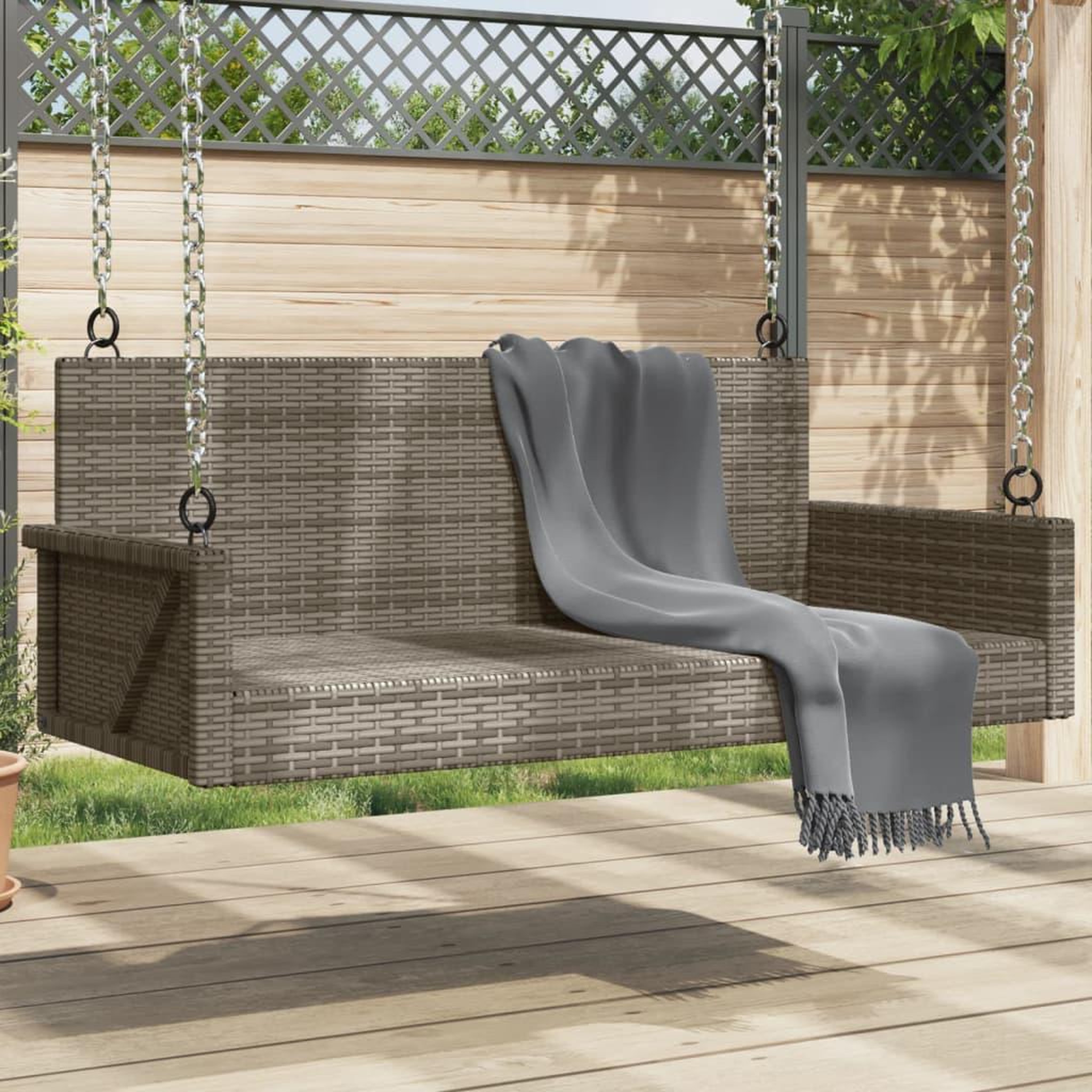 VIDAXL Balancelle gris 119x56x48 cm resine tressee