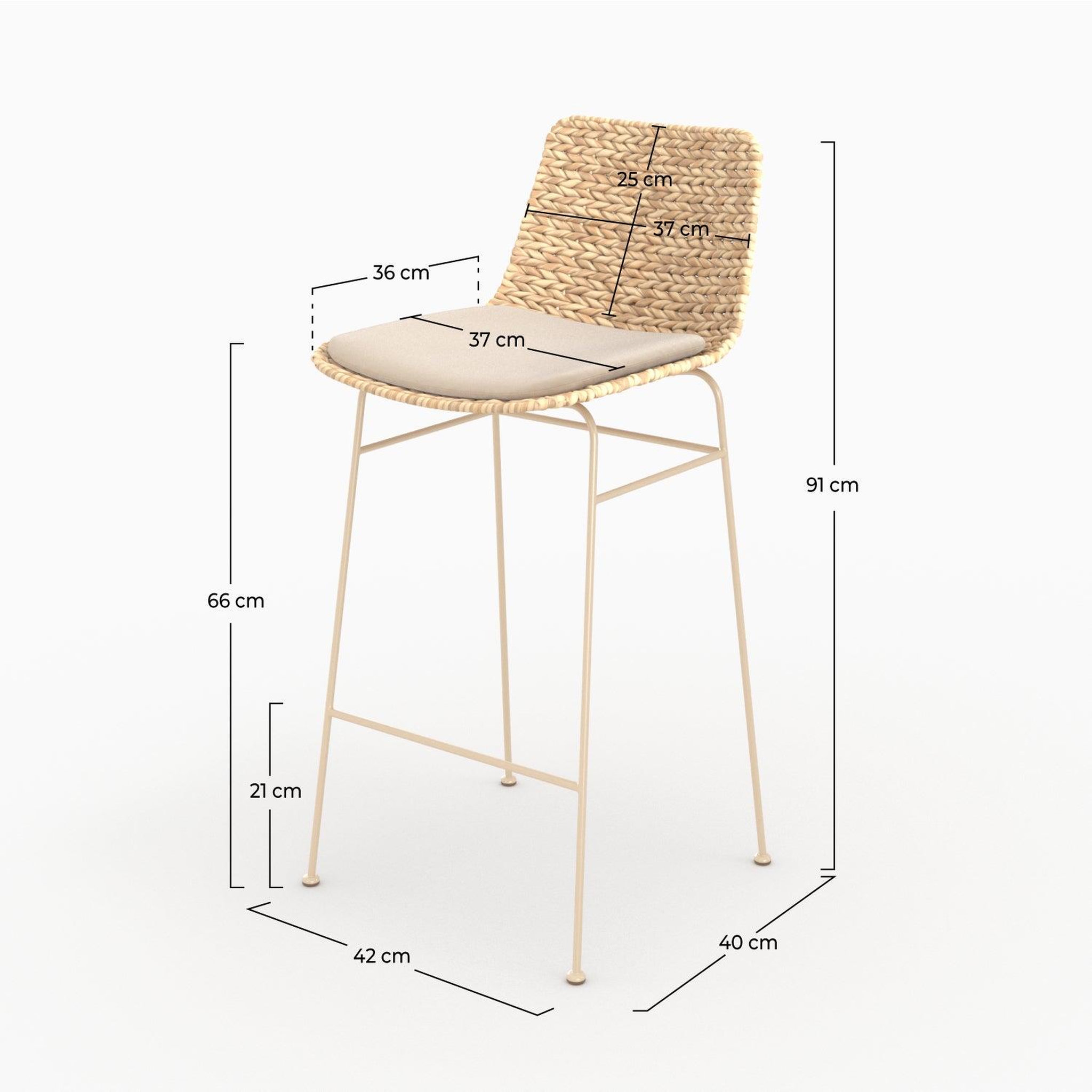 Voir la diapositive 4 : MAISON PAVANE Lot de 2 chaises pour îlot central 66 cm en matière naturelle-faro