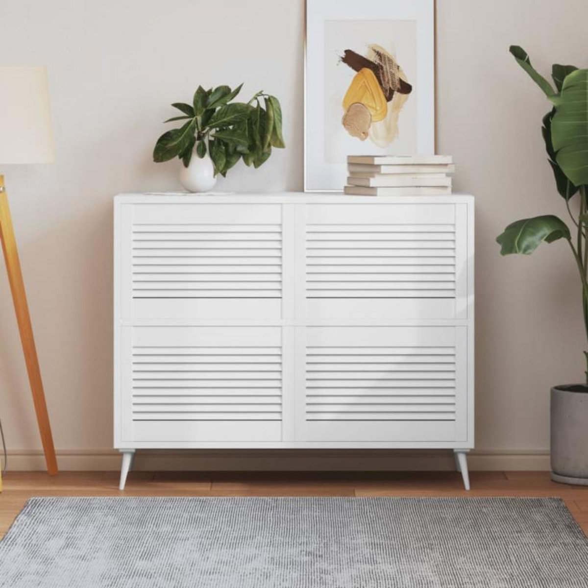 VIDAXL Portes d armoire à persiennes 4pcs blanc 39,5x59,4cm pin massif