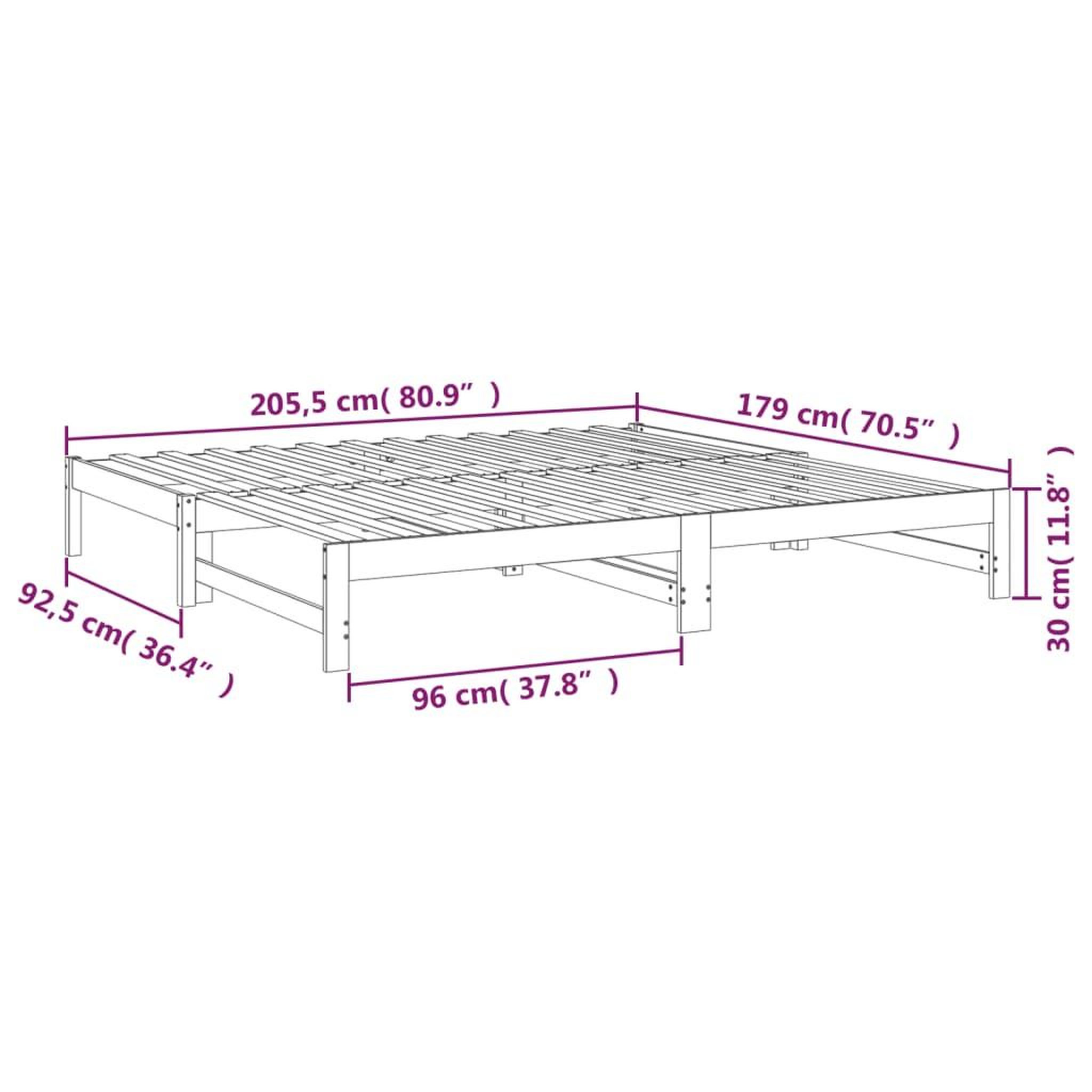 Voir la diapositive 6 : VIDAXL Lit coulissant sans matelas blanc 2x(90x200) cm