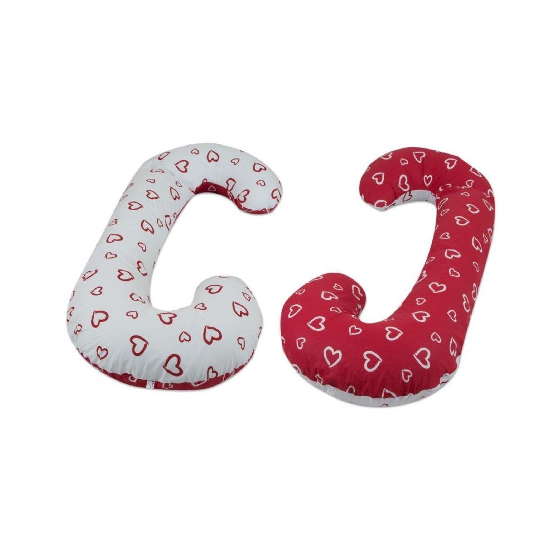 VELINDA Coussin usages multiples coeurs blancs sur fond rouge - coeurs rouges sur f
