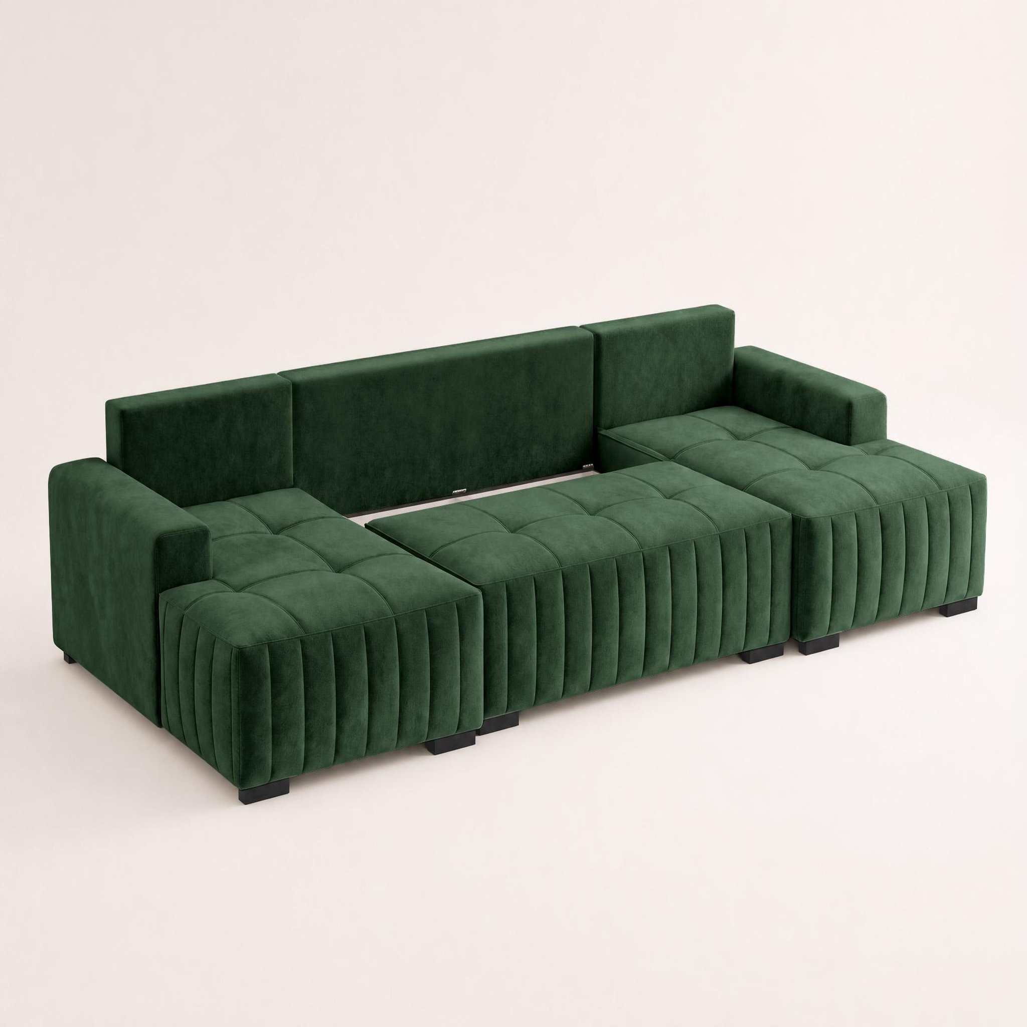 Voir la diapositive 5 : BEST MOBILIER Lazare - canapé panoramique en u 7 places convertible avec coffre en velours