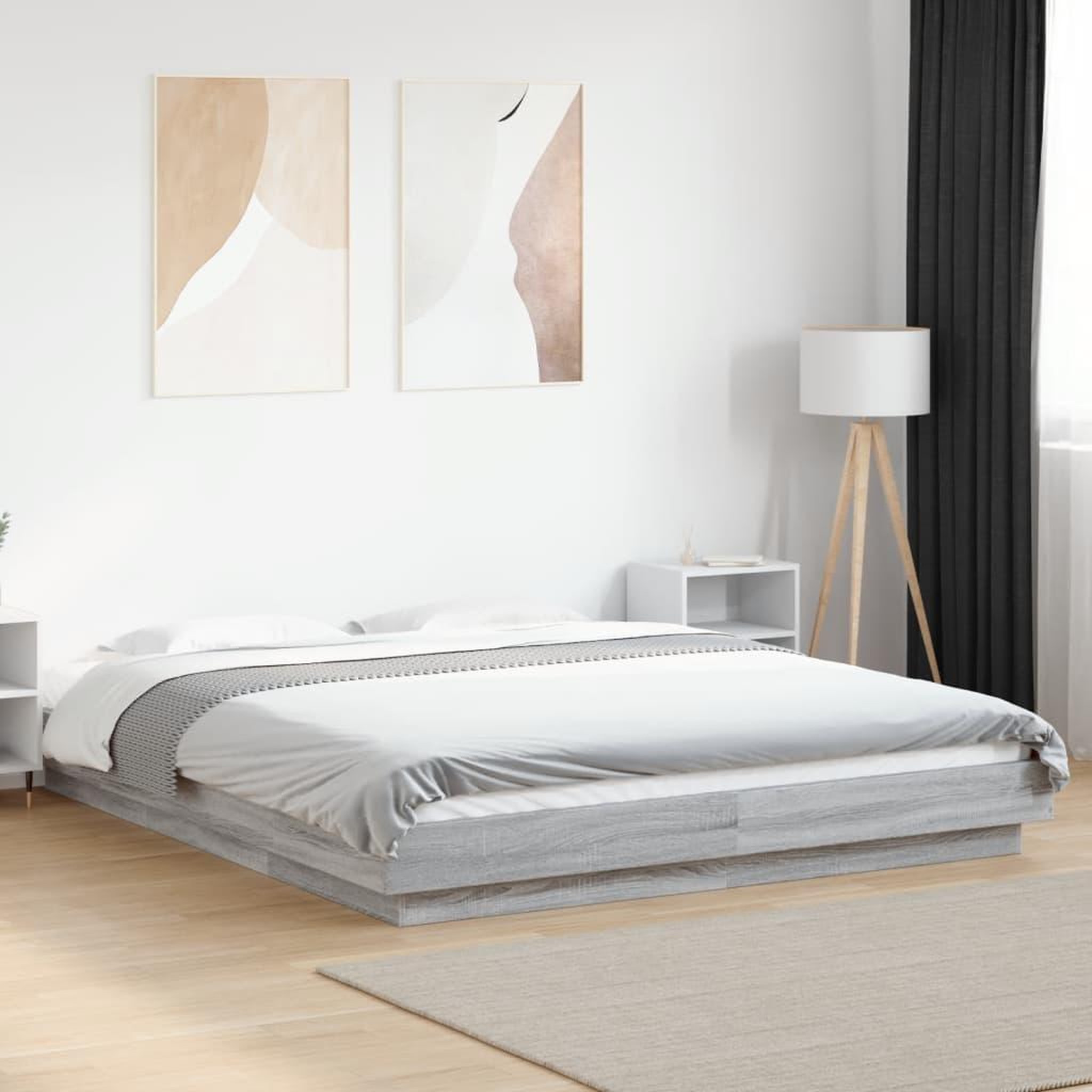 VIDAXL Cadre de lit sans matelas sonoma gris 150x200 cm