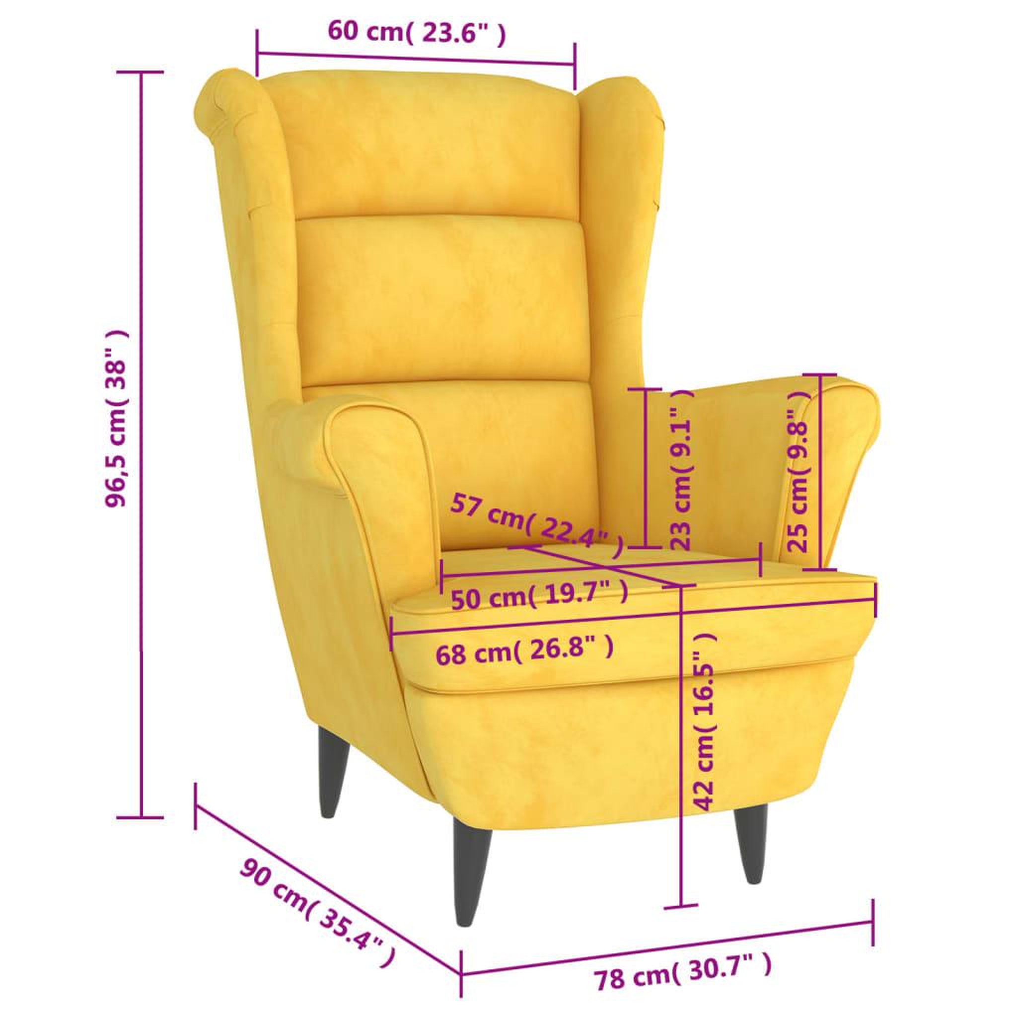 Voir la diapositive 6 : VIDAXL Fauteuil jaune moutarde velours