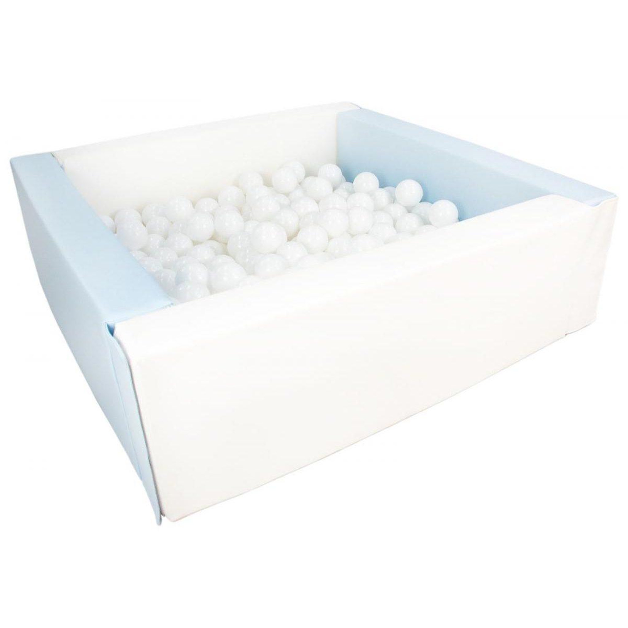 VELINDA Piscine à balles carrée avec 200 balles - blanc, bleu (pastel)/blanc