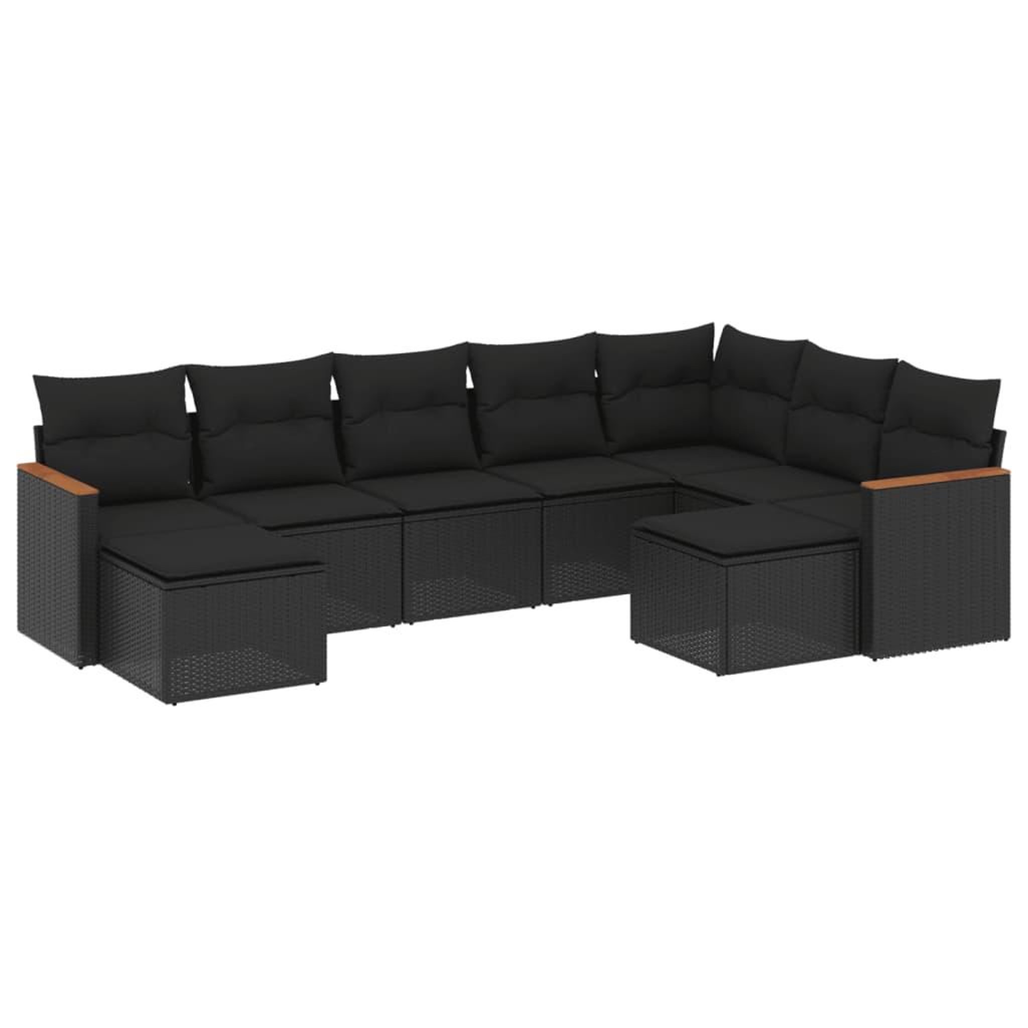 Voir la diapositive 2 : VIDAXL Salon de jardin 9 pcs avec coussins noir resine tressee