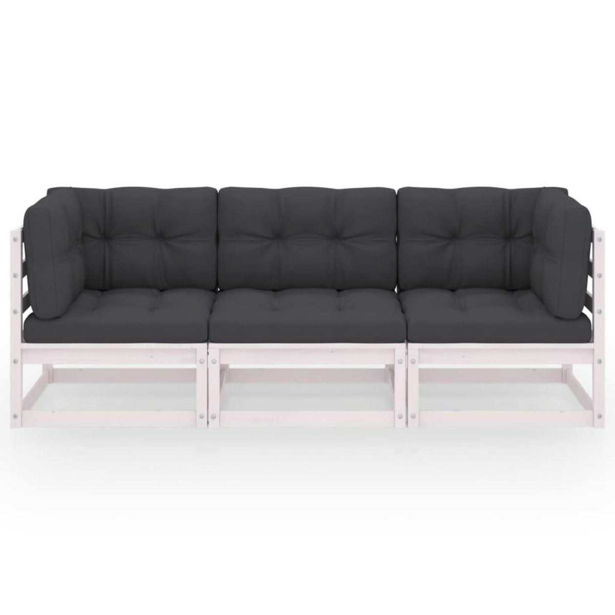 VIDAXL Canape 3 places de jardin avec coussins Bois de pin massif