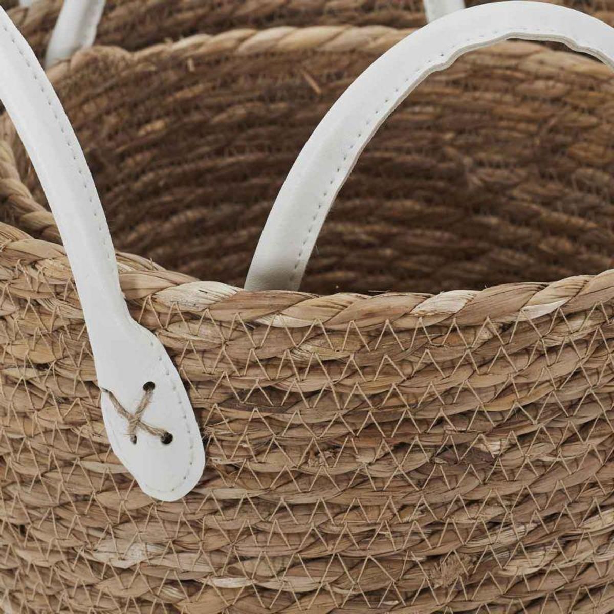 Paris Prix Lot de 3 Paniers Déco  Tressé  45cm Naturel & Blanc