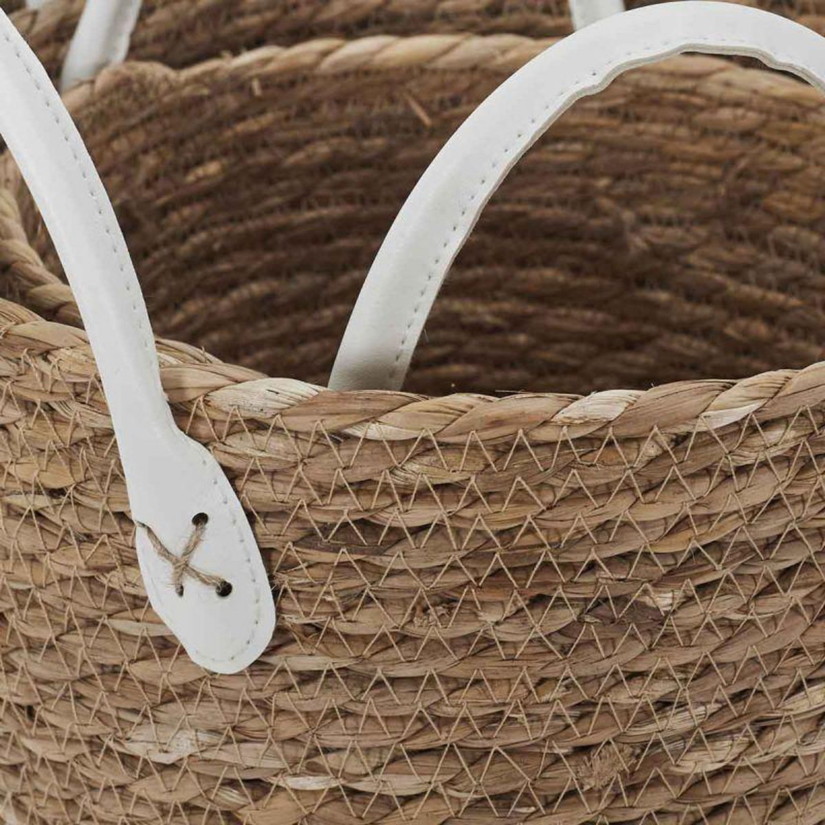Paris Prix Lot de 3 Paniers Déco  Tressé  45cm Naturel & Blanc