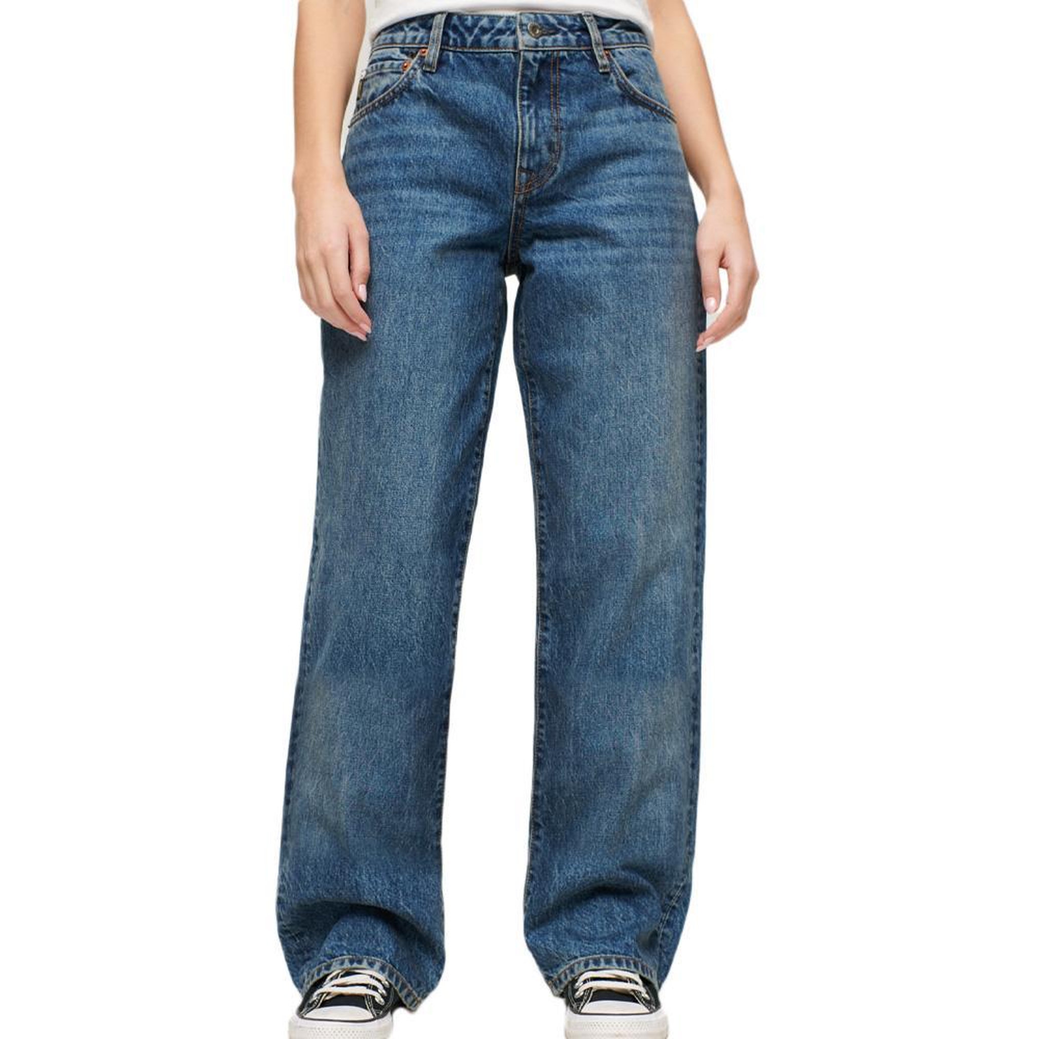 Voir la diapositive 2 : SUPERDRY Jean loose bleu femme superdry mid rise wide