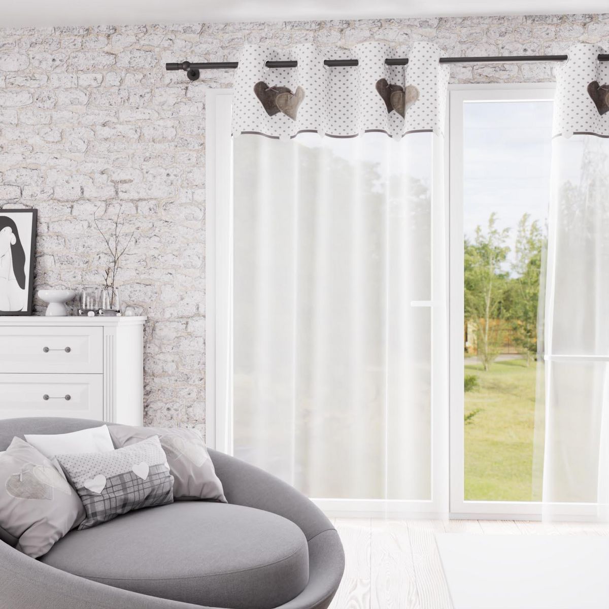 SOLEIL D'OCRE Voile à oeillets pur coton 135x250 cm LOVE, par Soleil d'Ocre