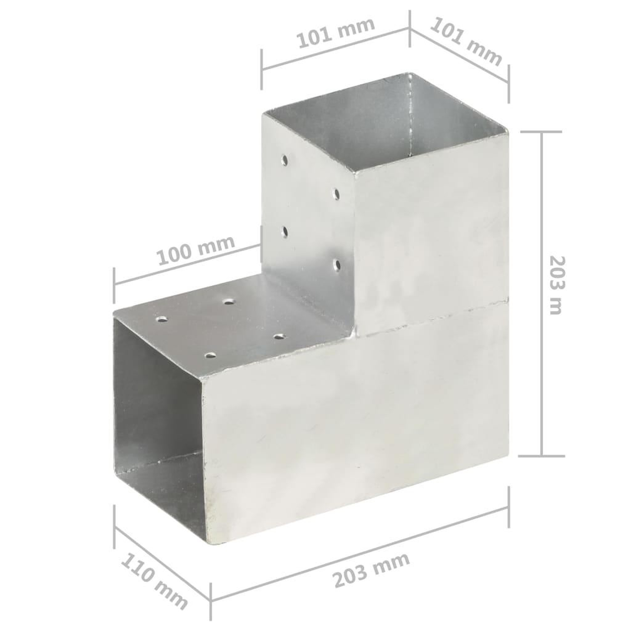 Voir la diapositive 6 : VIDAXL Connecteurs de poteau 4pcs Forme en L Metal galvanise 101x101mm