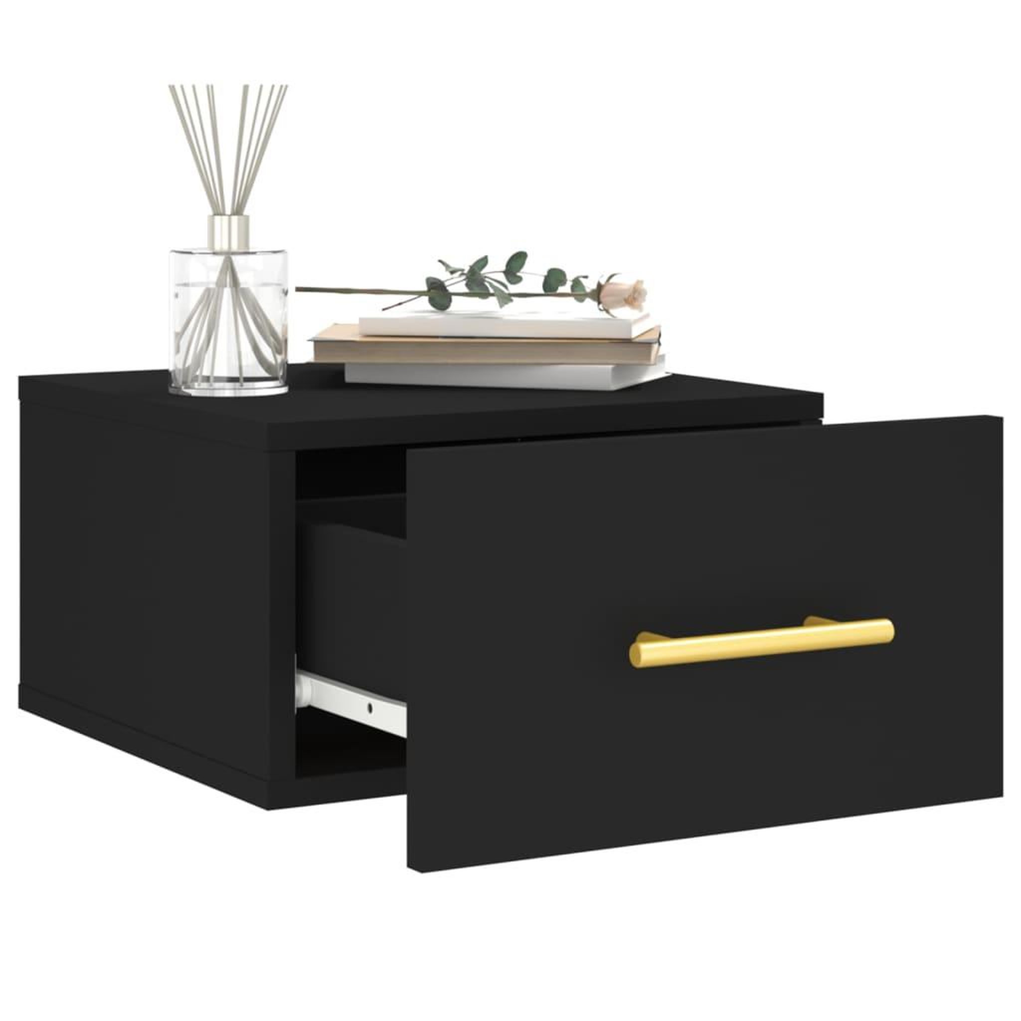Voir la diapositive 4 : VIDAXL Table de chevet murale noir 35x35x20 cm