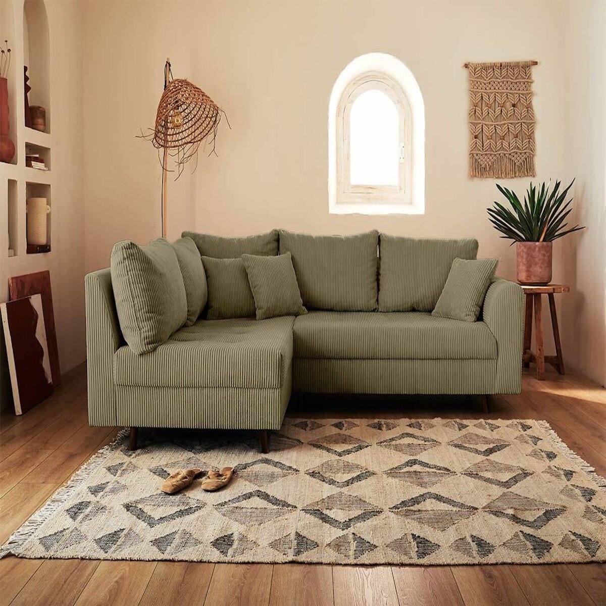 LISA DESIGN Rune - canapé d'angle gauche - 4 places - en velours côtelé