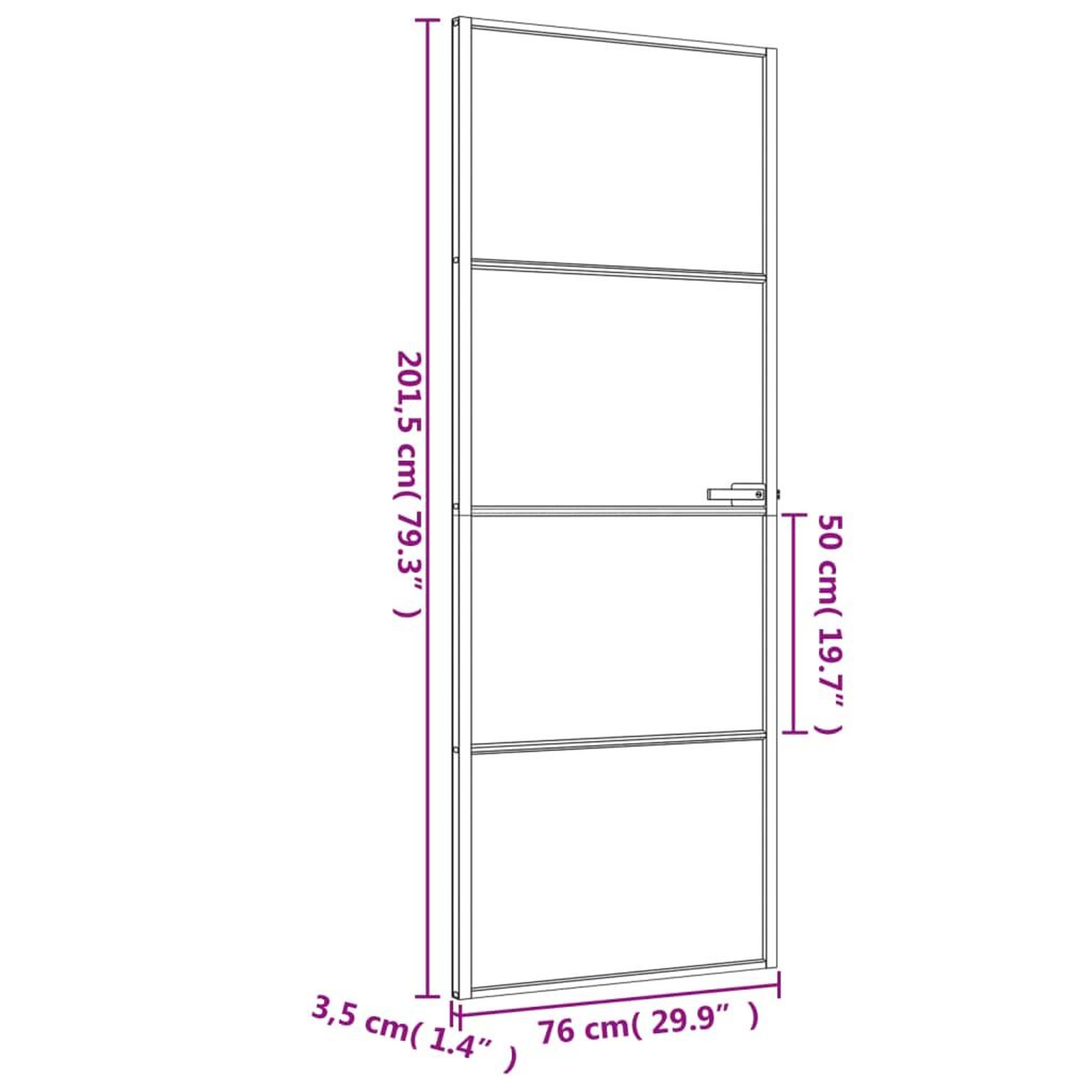Voir la diapositive 6 : VIDAXL Porte interieure mince noir 76x201,5 cm verre trempe aluminium