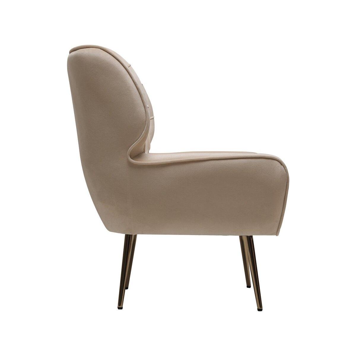 Habitat et Jardin Fauteuil en velours  Austin  - 79 x 71 x 79.5 cm - Beige