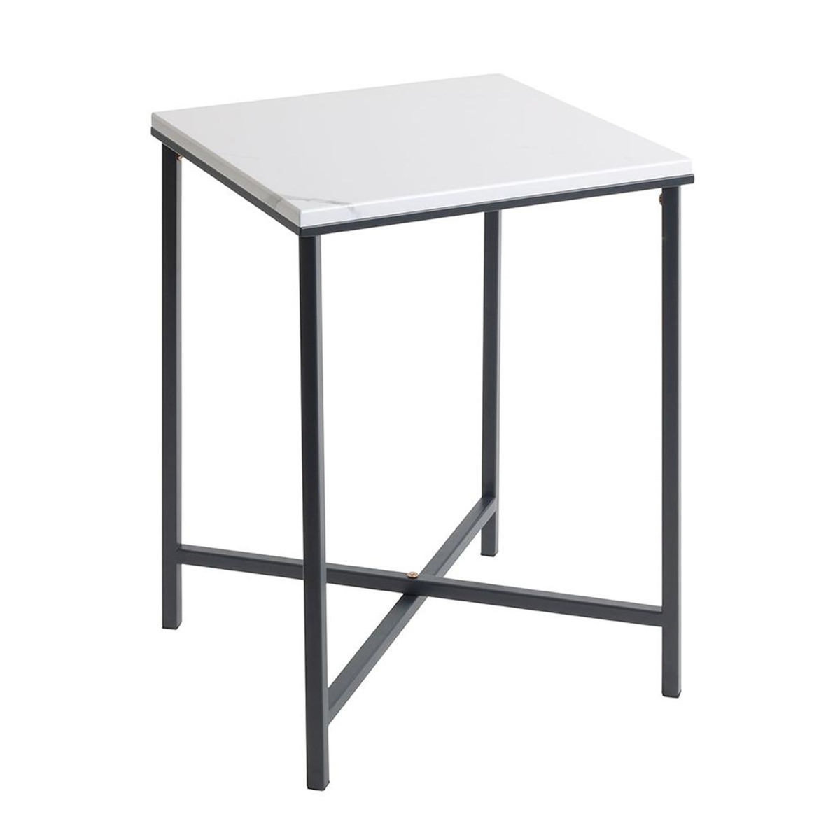 Paris Prix Table d'Appoint Carrée Effet Marbre  Alba  55cm Noir