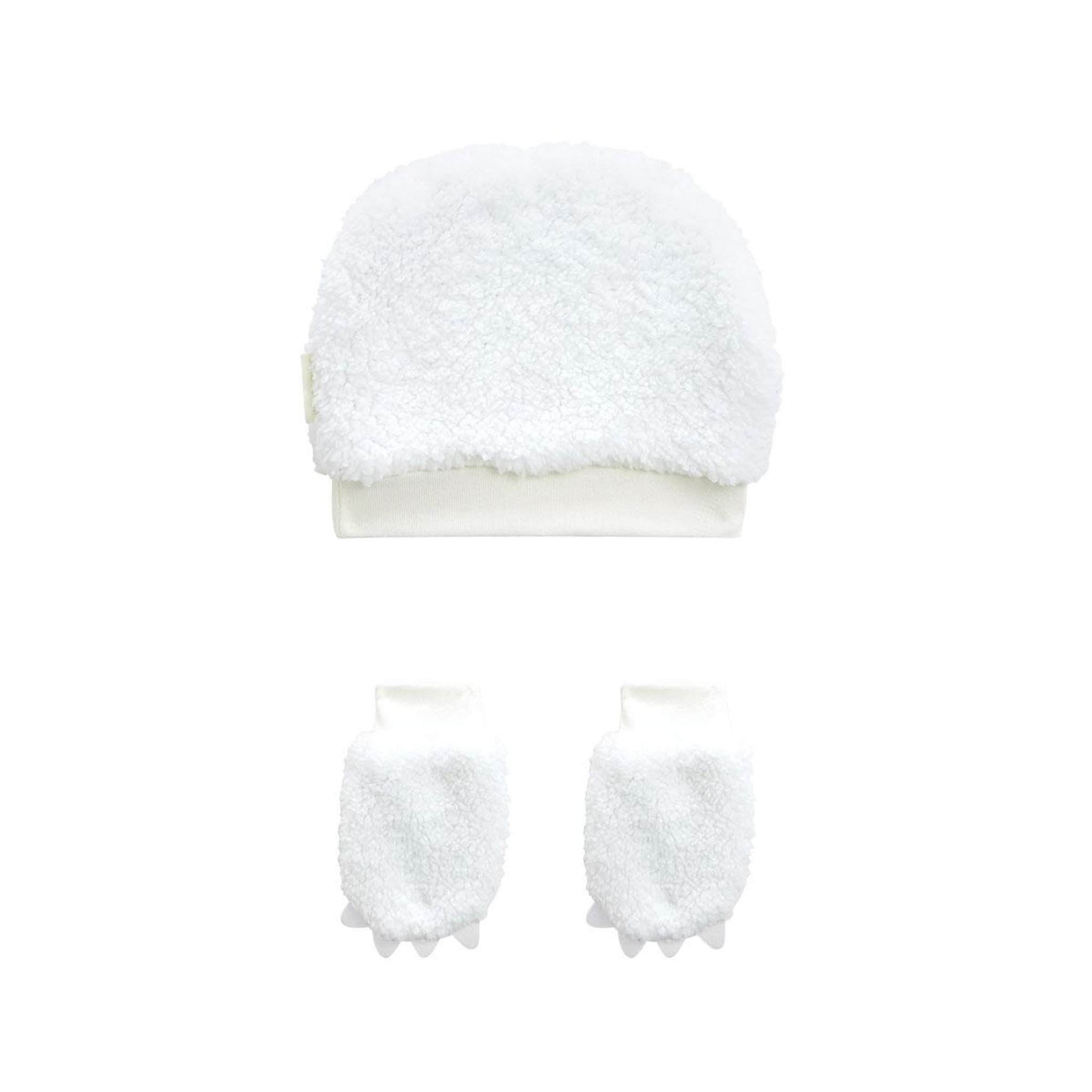 Voir la diapositive 2 : Petit Béguin Bonnet bébé en sherpa + moufles Alaska