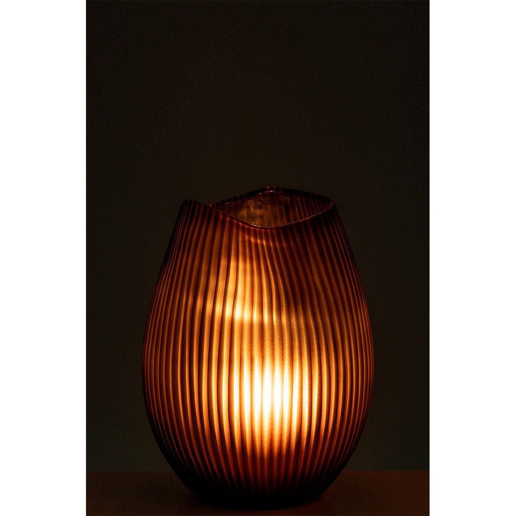 Voir la diapositive 3 : J-LINE Vase design ligne  octave  31cm marron