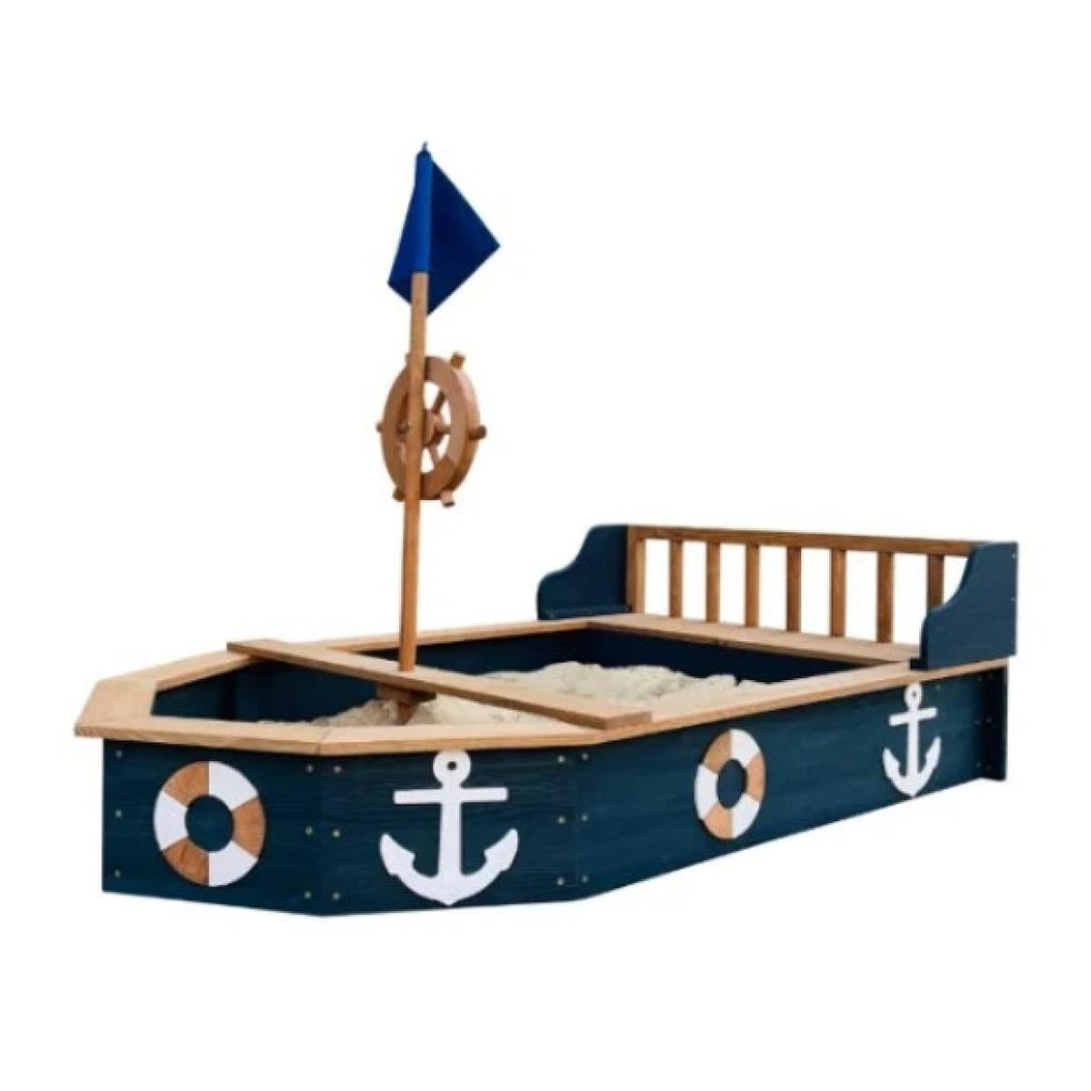 Axi House Bac à sable bateau Doris anthracite-marron