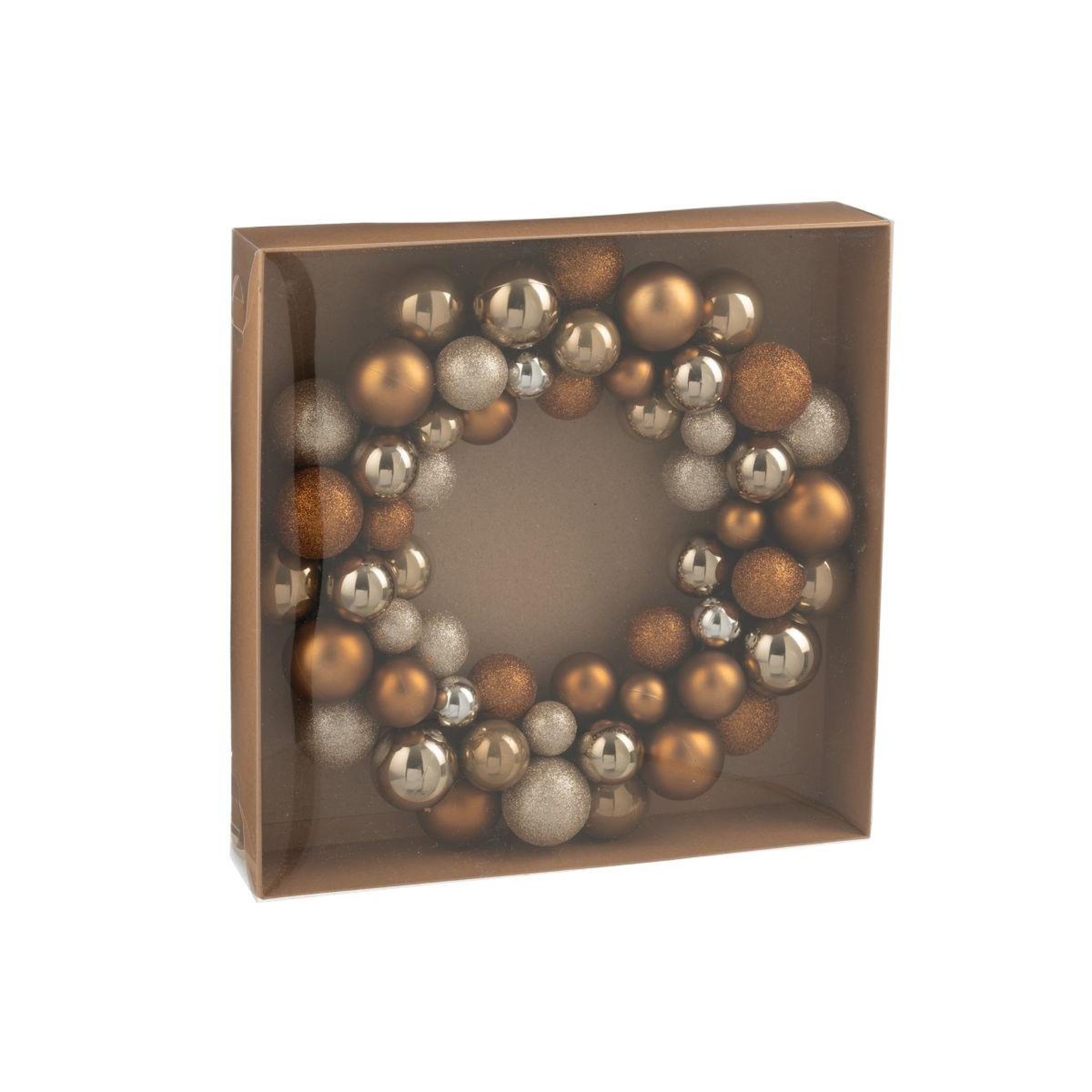 Voir la diapositive 3 : J-LINE Couronne boules de noël  night  35cm marron