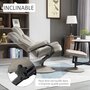 HOMCOM Fauteuil relax inclinable pivotant style contemporain avec repose-pieds revêtement synthétique acier gris