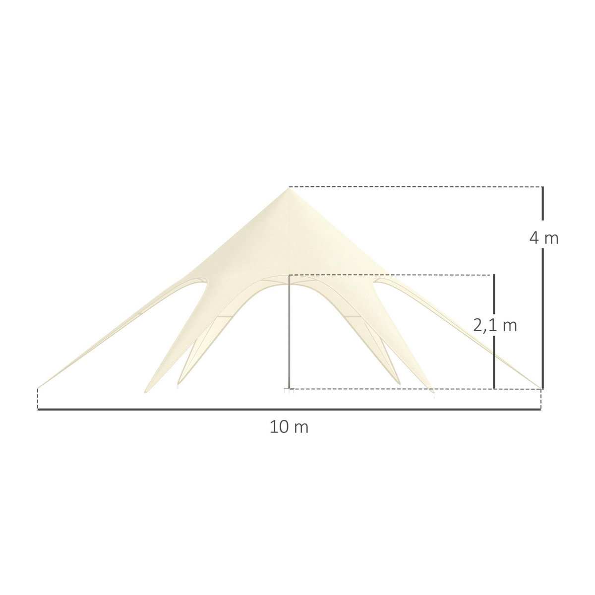 OUTSUNNY Tente de jardin XXL - tente étoile barnum dim. 10 x 10 x 4 m polyester haute densité beige