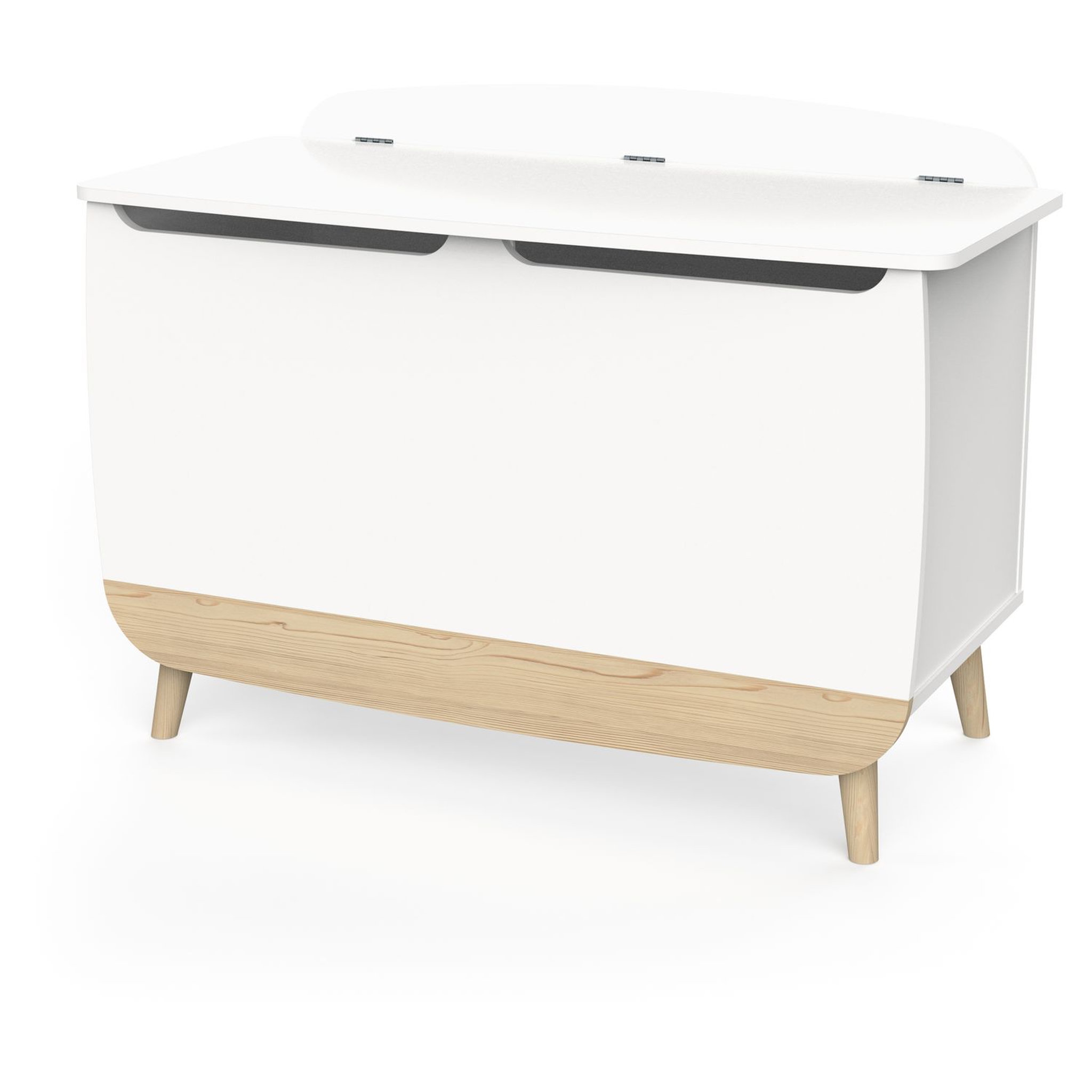 Voir la diapositive 2 : Coffre à jouets avec couvercle blanc LINIA 