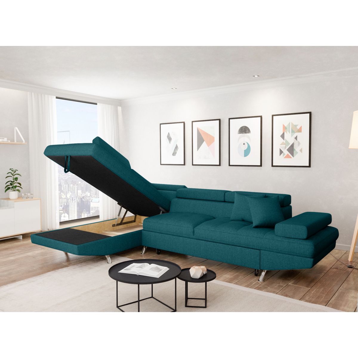 Canapé d'angle gauche convertible 4 à 5 places CHICAGO