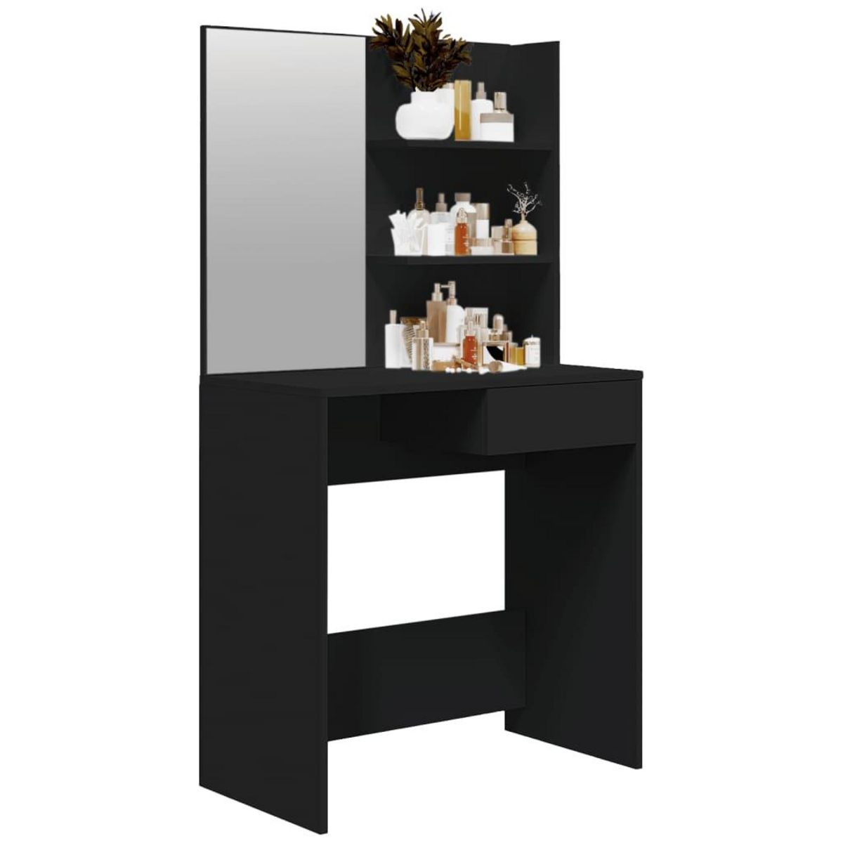 VIDAXL Coiffeuse avec miroir noir 74,5x40x141 cm