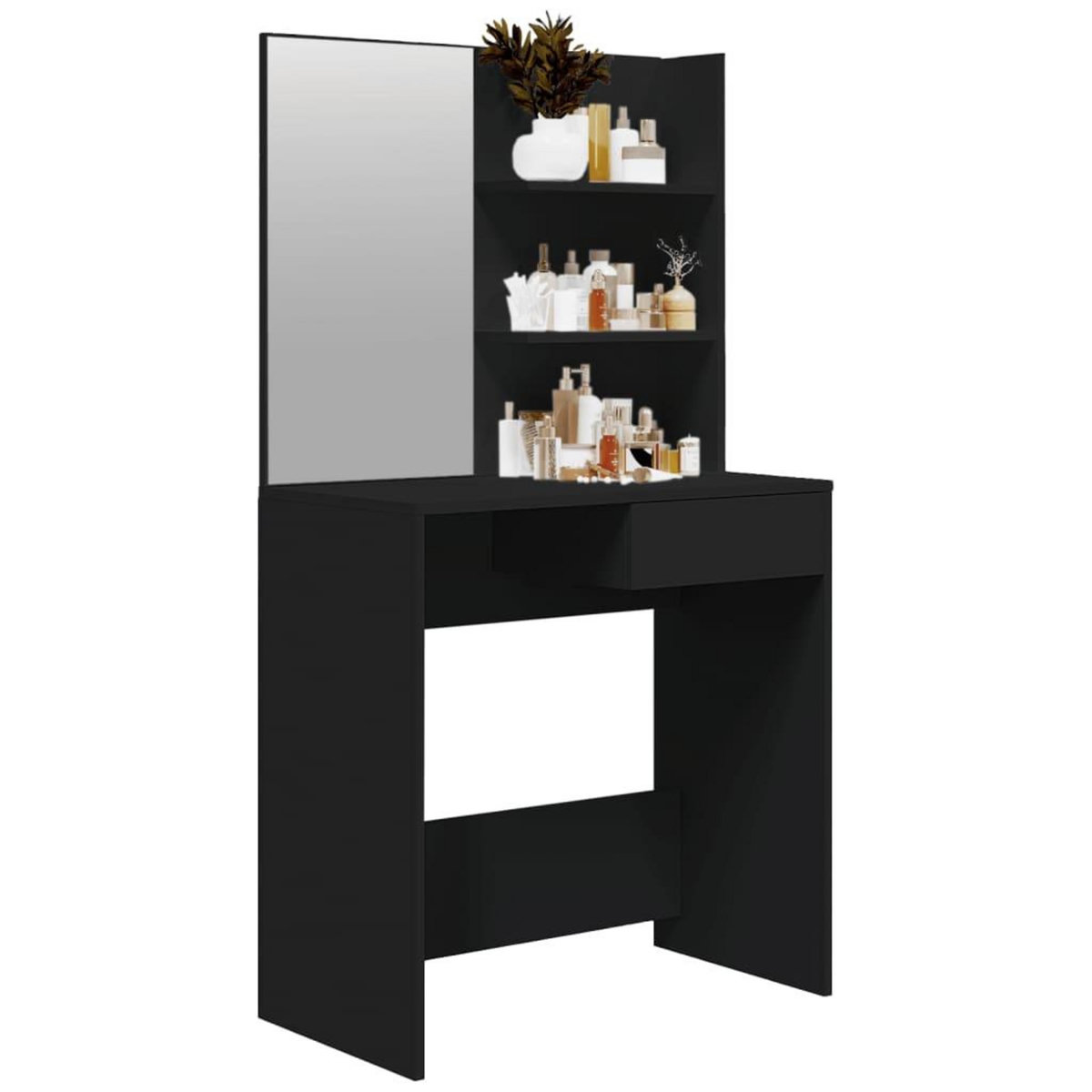 VIDAXL Coiffeuse avec miroir noir 74,5x40x141 cm