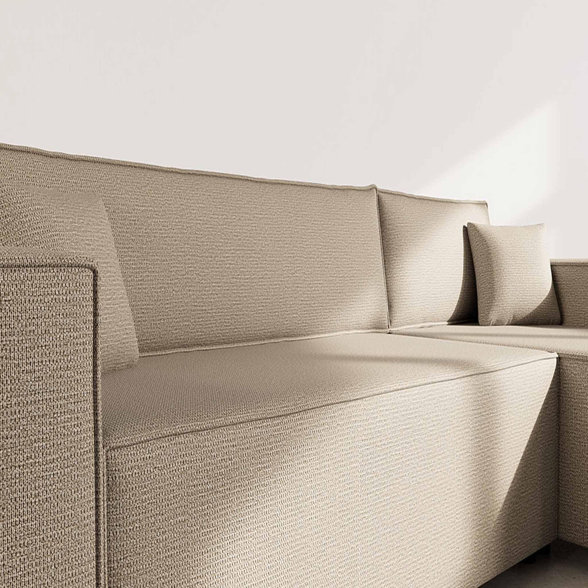 Voir la diapositive 4 : BEST MOBILIER Jonas - canapé d'angle réversible 4 places convertible avec coffre en tissu texturé