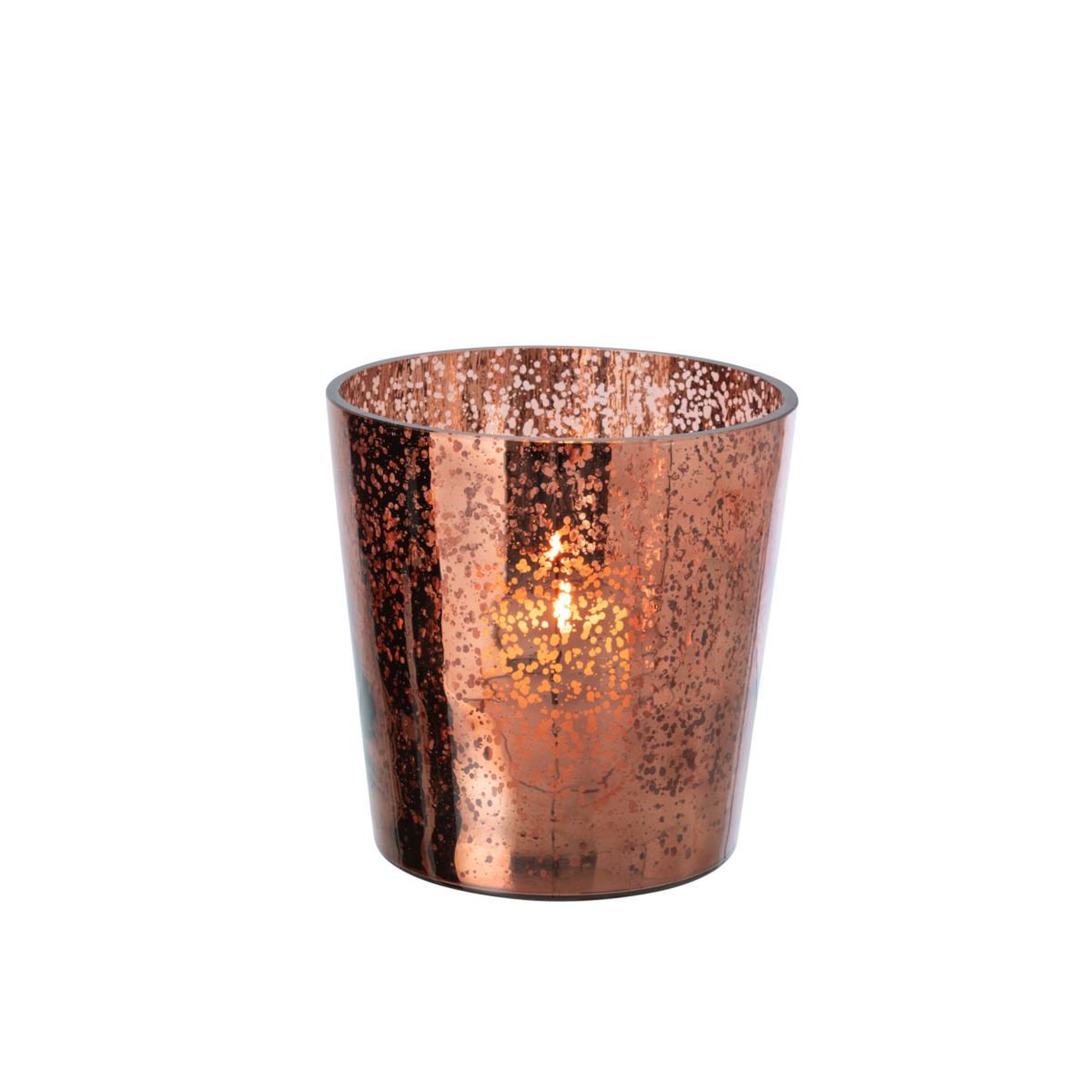 Voir la diapositive 2 : J-LINE Photophore design en verre  ember  22cm marron