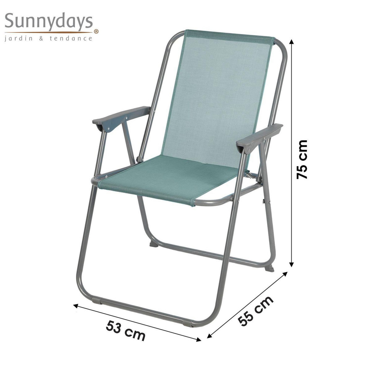 SUNNYDAYS Chaise de camping pliable - Bleu gris