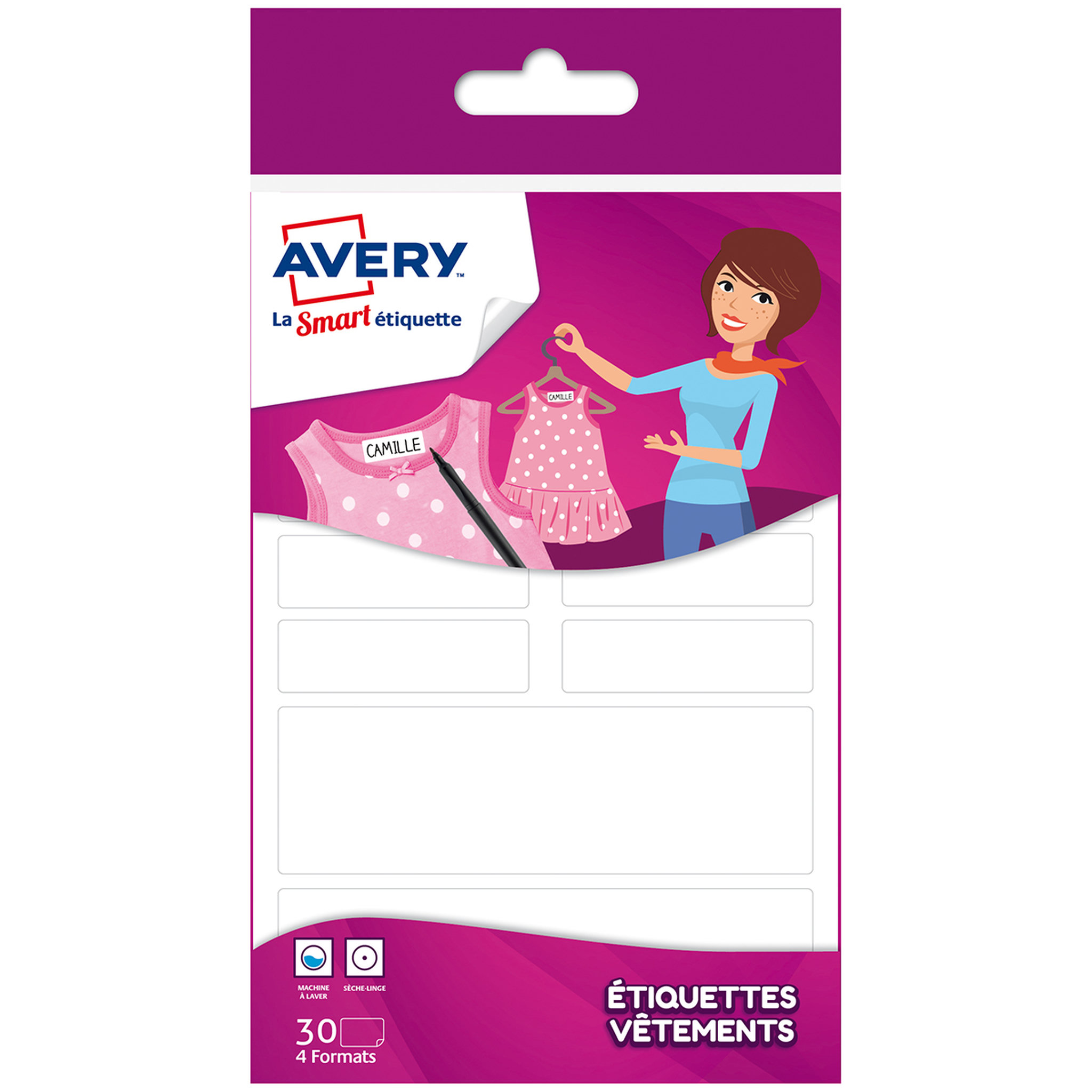 Avery France 30 étiquettes vêtements - blanc