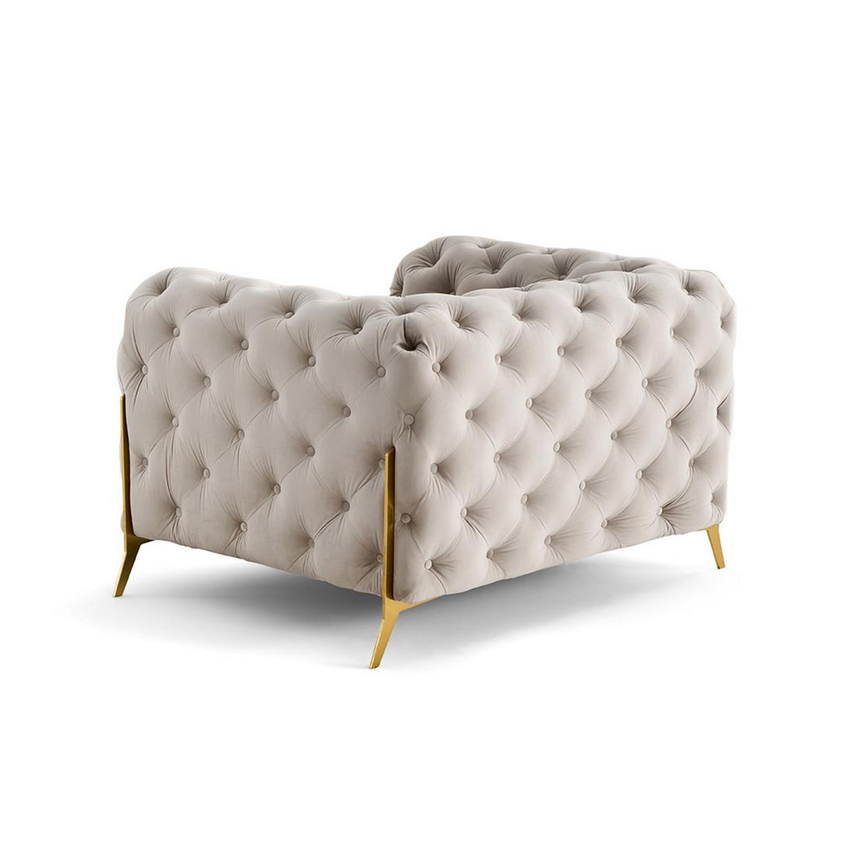LISA DESIGN Camden - fauteuil chesterfield en velours - pieds en métal doré