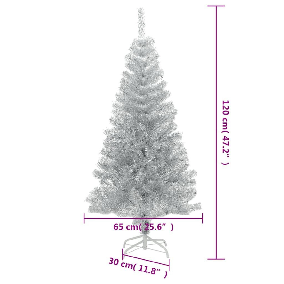 VIDAXL Sapin de Noël artificiel avec support argente 120 cm PET