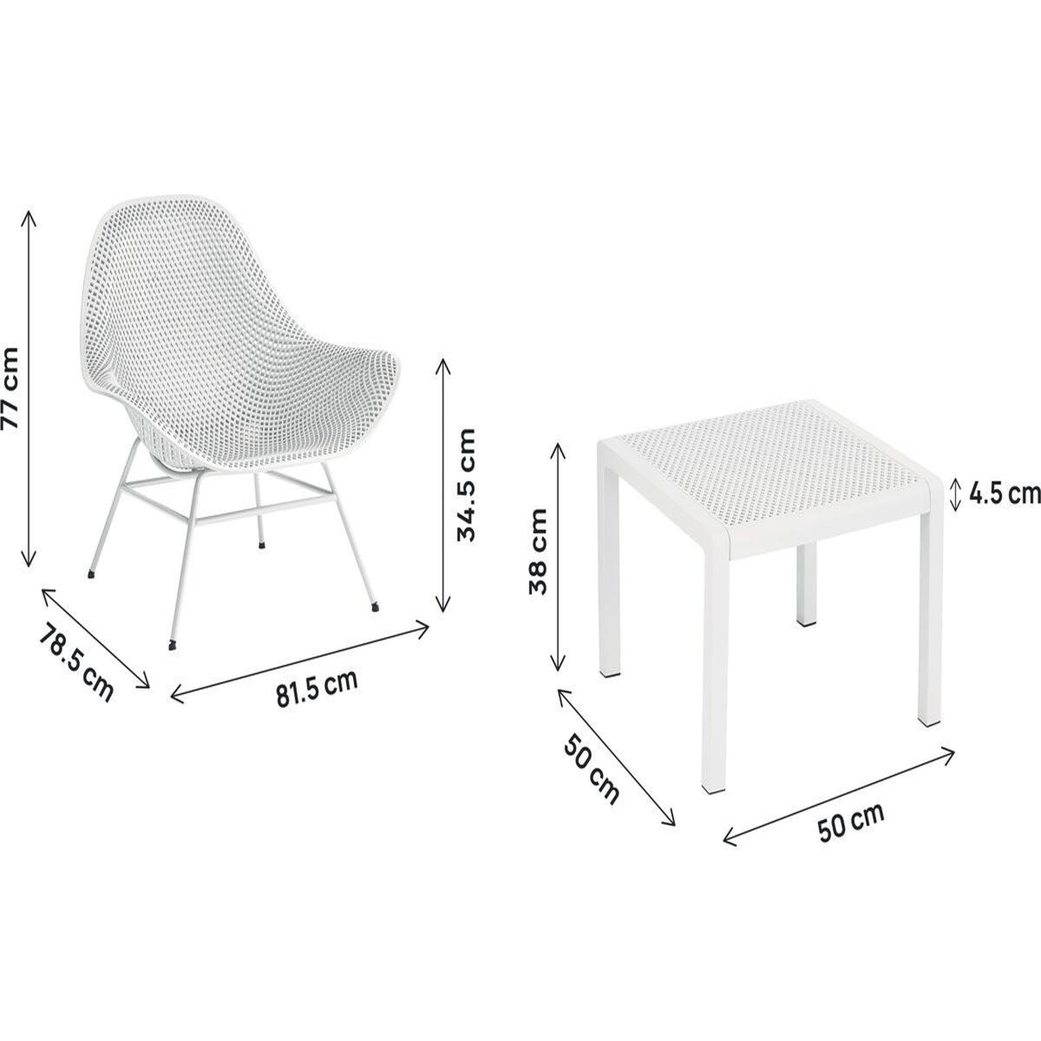 Voir la diapositive 3 : Habitat et Jardin Lot de 2 fauteuils de jardin avec table basse  soléna  - blanc