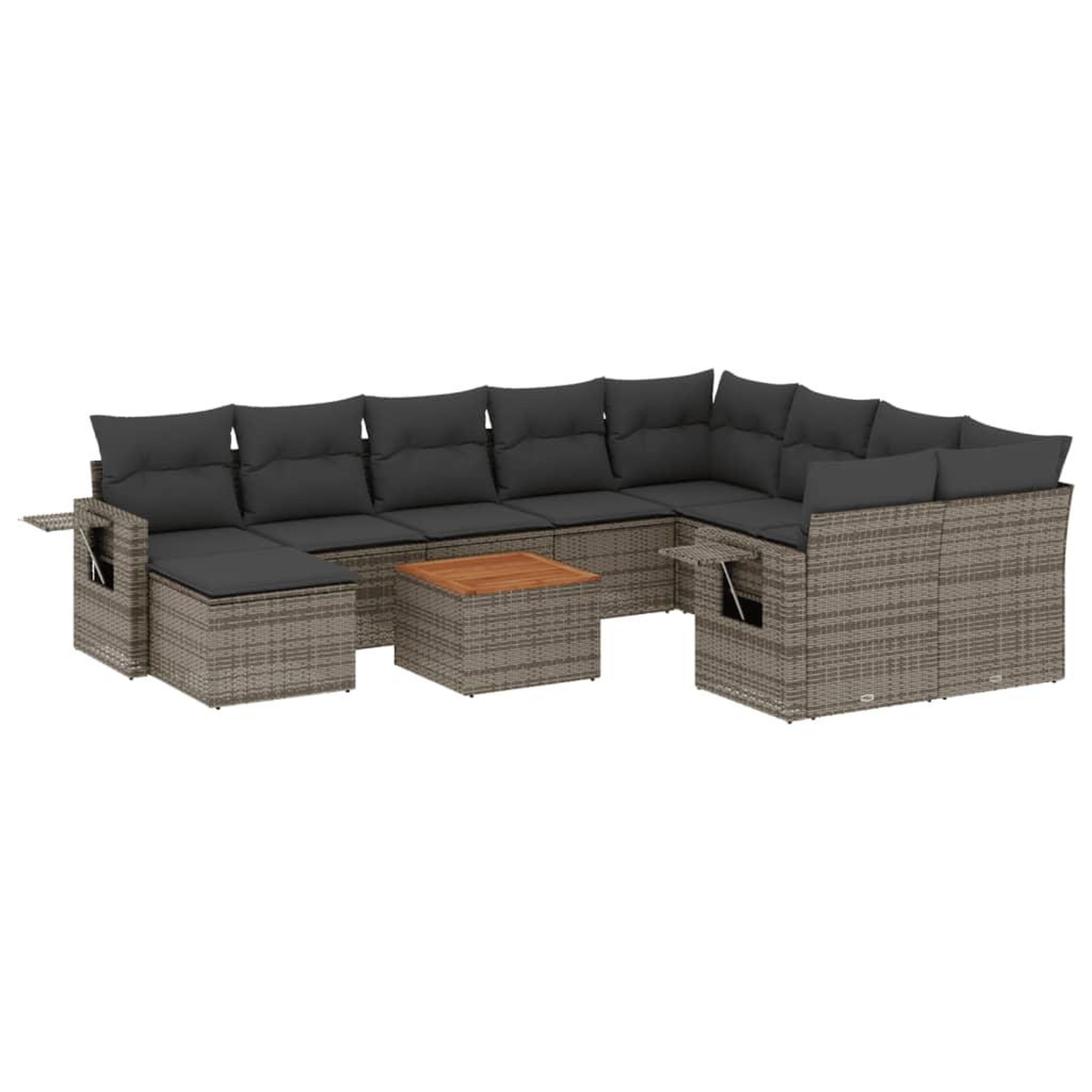 Voir la diapositive 2 : VIDAXL Salon de jardin 11 pcs avec coussins gris resine tressee