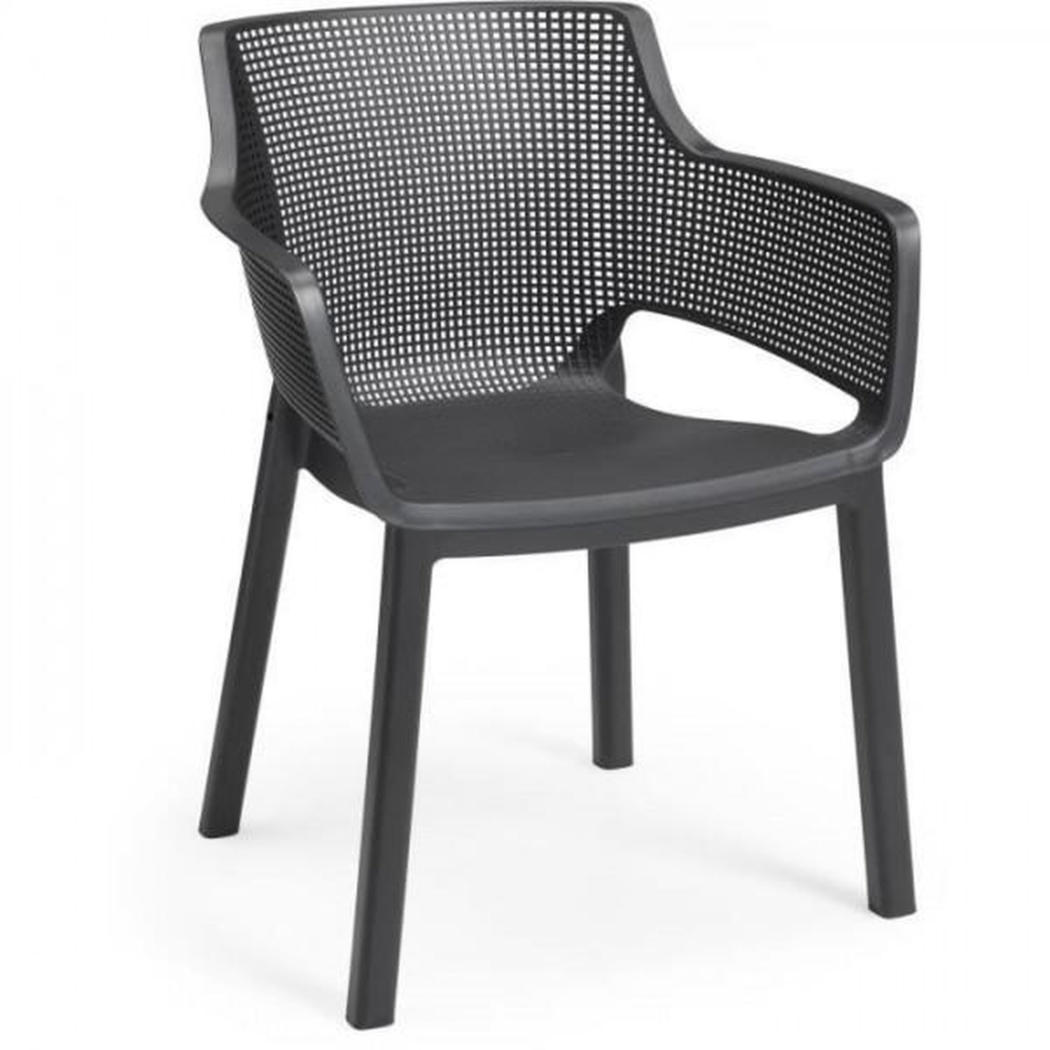 Keter Lot de 6 fauteuils de jardin - Allibert by KETER - ELISA - En résine - Coloris : gris graphite