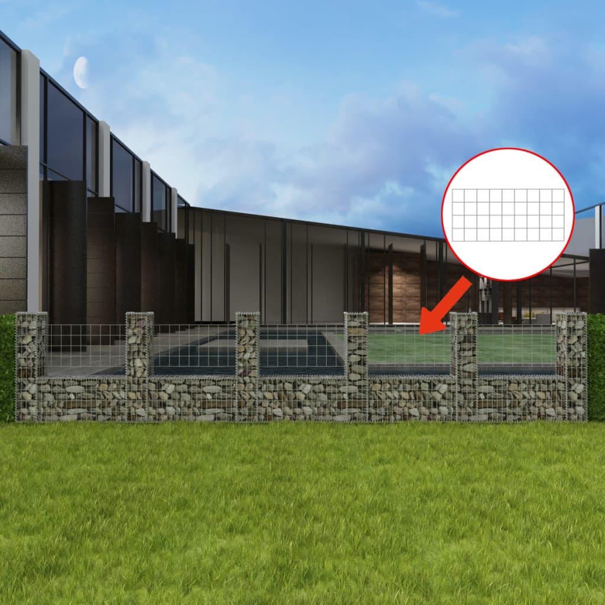 Voir la diapositive 1 : VIDAXL Panier de gabion en forme de U Acier galvanise 570x20x100 cm