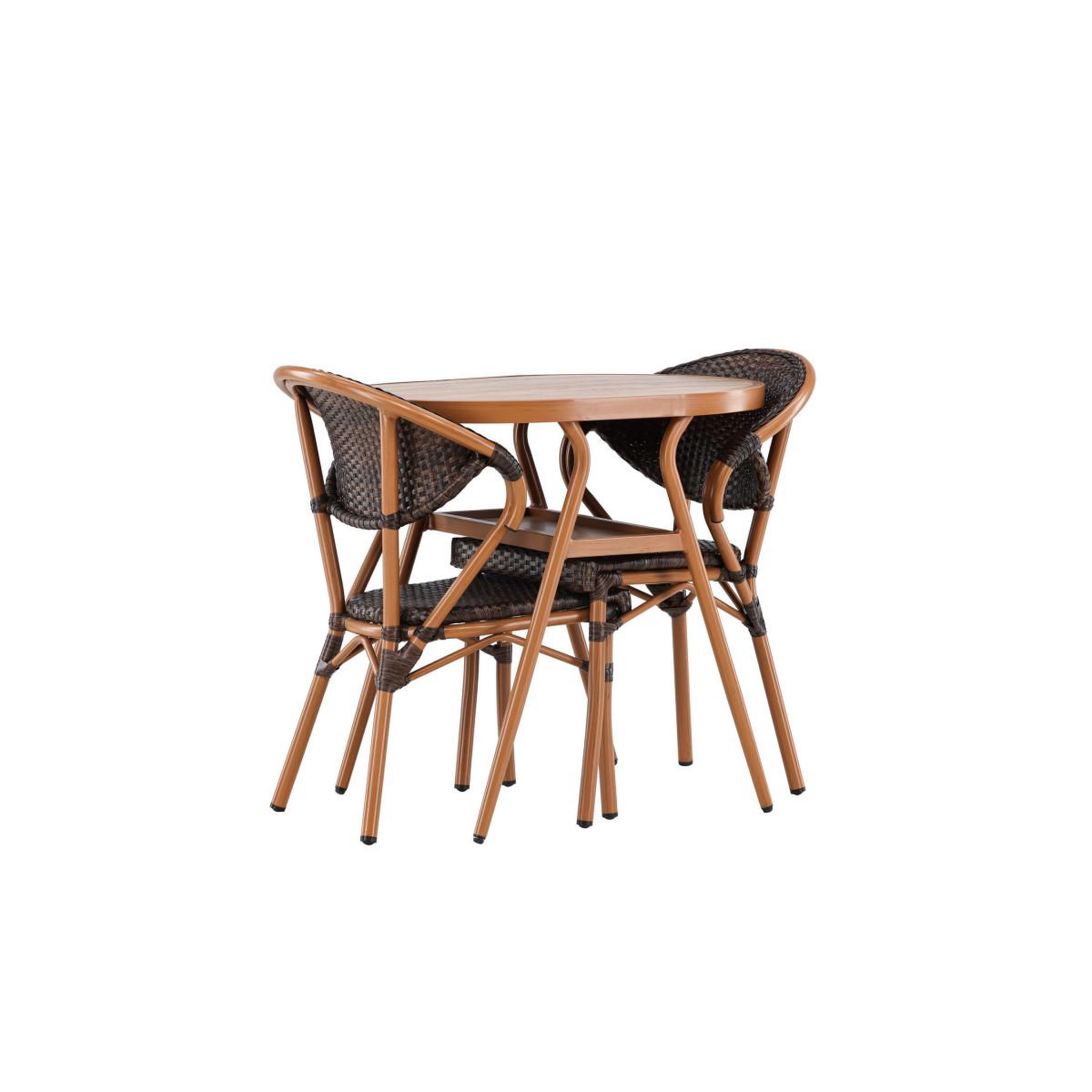 Voir la diapositive 4 : Paris Prix Ensemble table de jardin & 2 chaises  abrantes  80cm marron