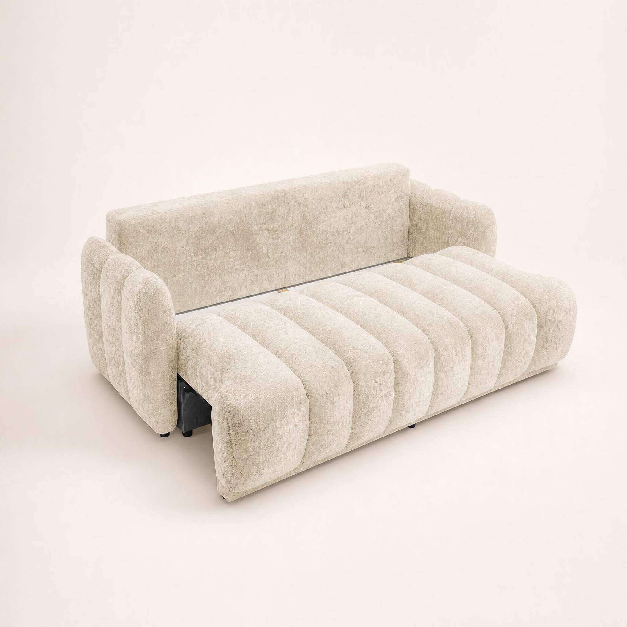 Voir la diapositive 4 : BEST MOBILIER Silvia - canapé droit 3 places convertible avec coffre - en tissu bouclette