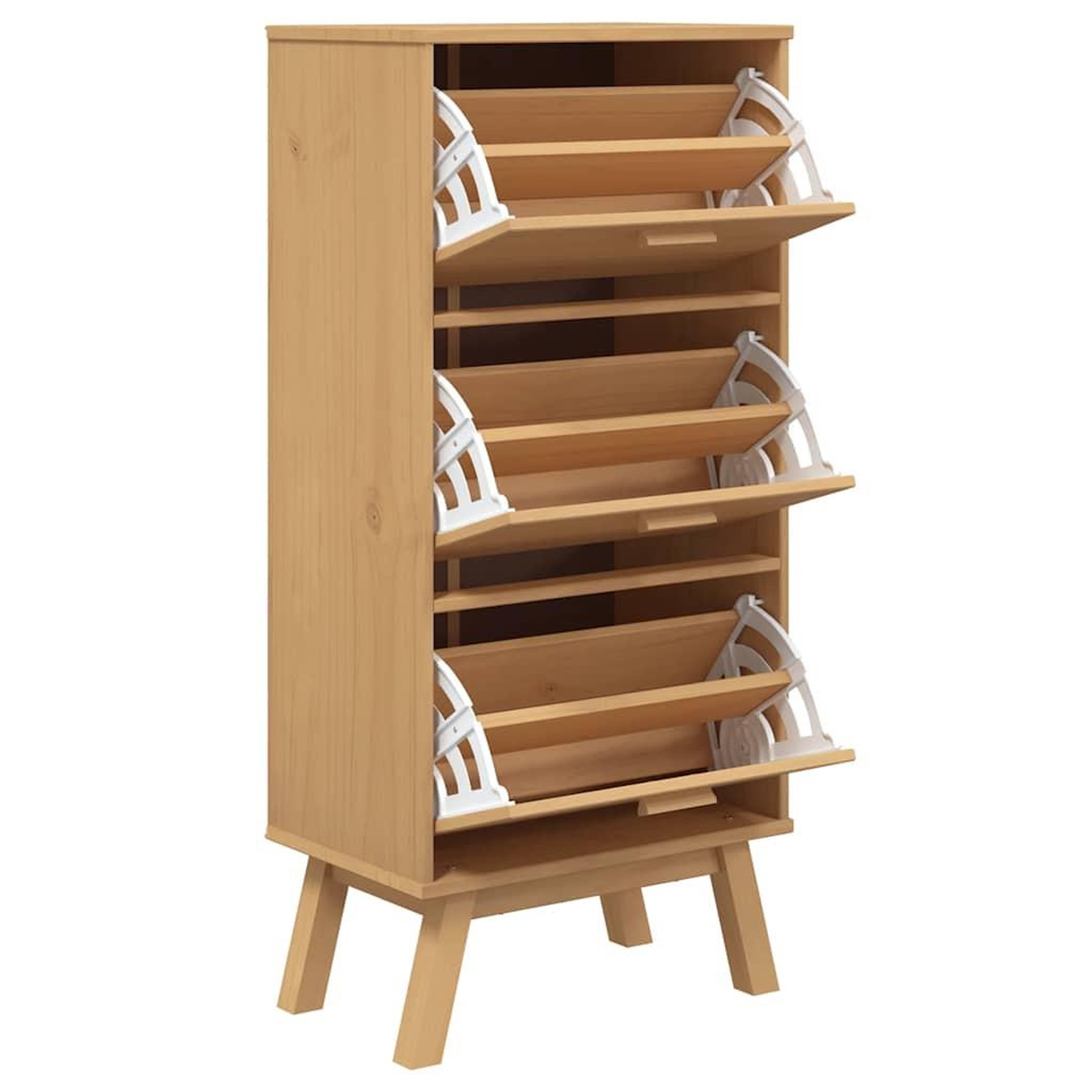 Voir la diapositive 5 : VIDAXL Armoire a chaussures OLDEN marron 55x35x120 cm bois pin massif