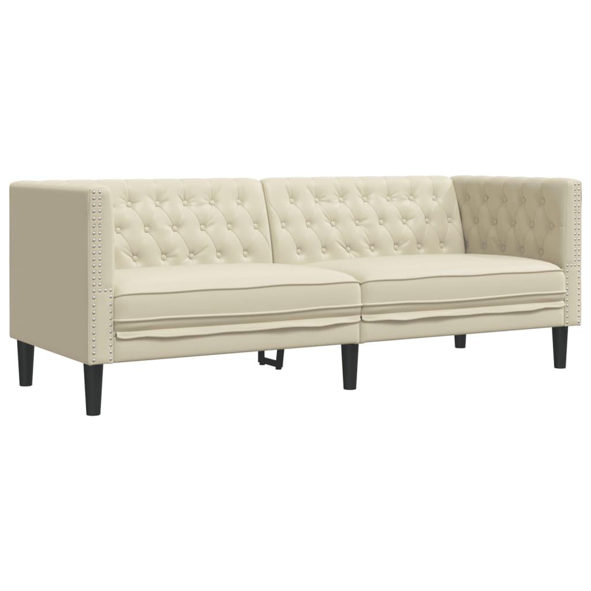Voir la diapositive 4 : VIDAXL Ensemble de canape Chesterfield 3 pcs creme similicuir