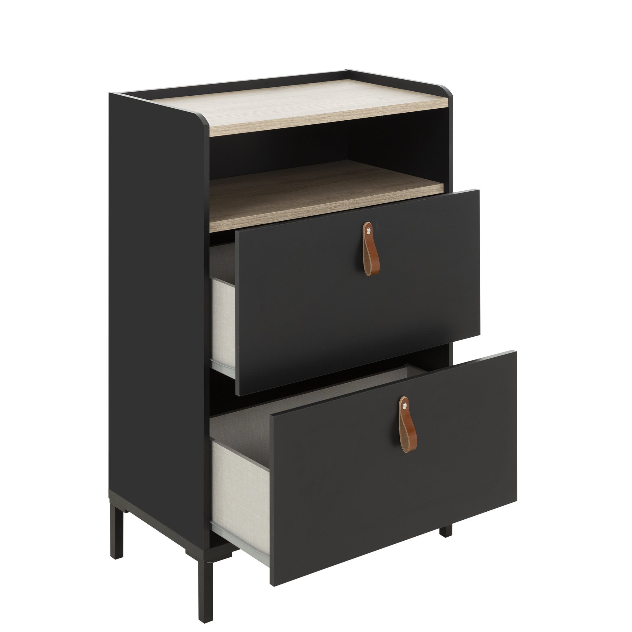 Voir la diapositive 3 : Commode 2 tiroirs L81xP44,5xH80cm COPENHAGUE