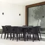 SWEEEK Table de jardin avec rallonge en résine de synthèse, Lima 240, Rectangulaire, 160 à 240cm + 8 fauteuils de jardin empilables Elisa
