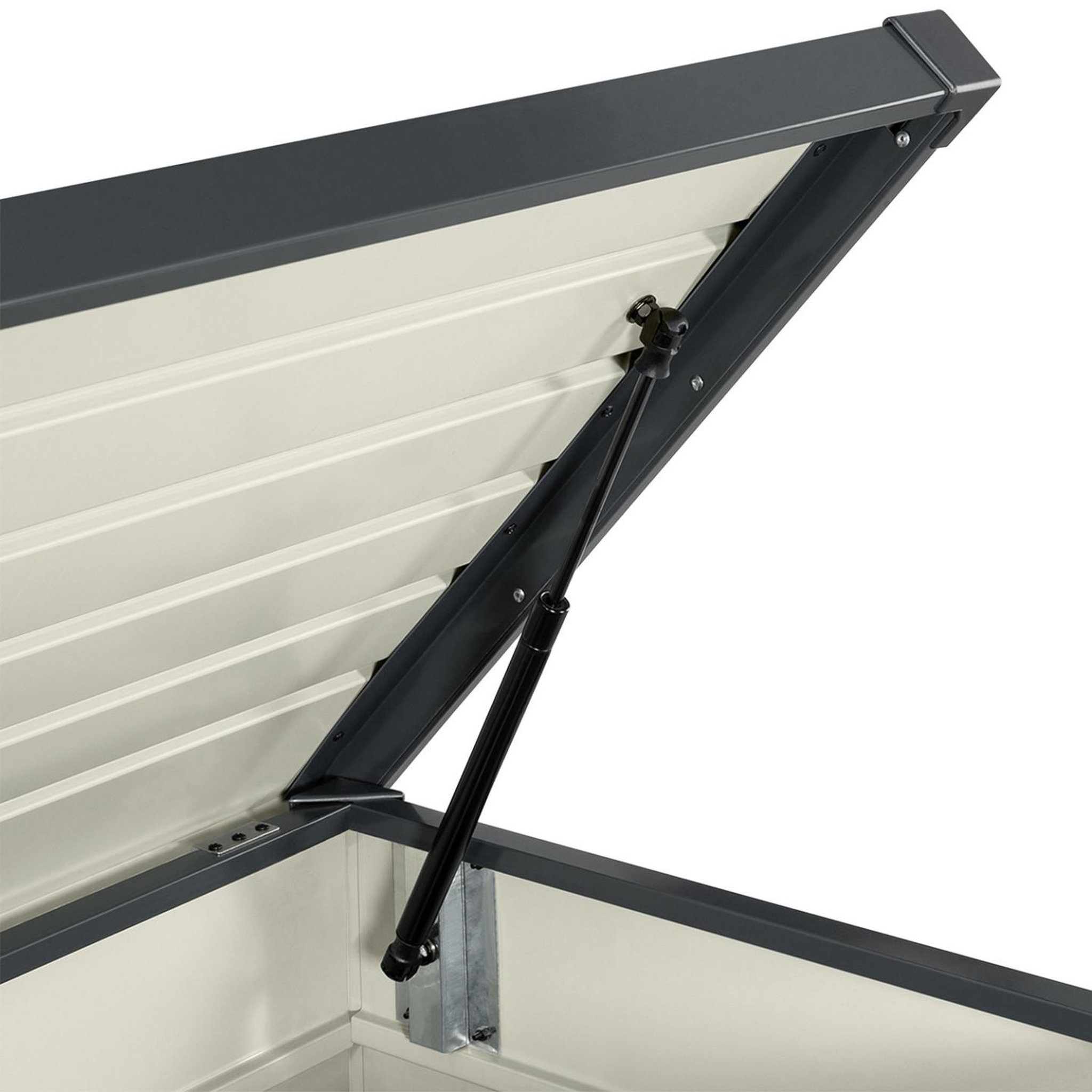 Voir la diapositive 6 : ID MARKET Coffre de rangement métal verrouillable gris anthracite pour jardin 810L